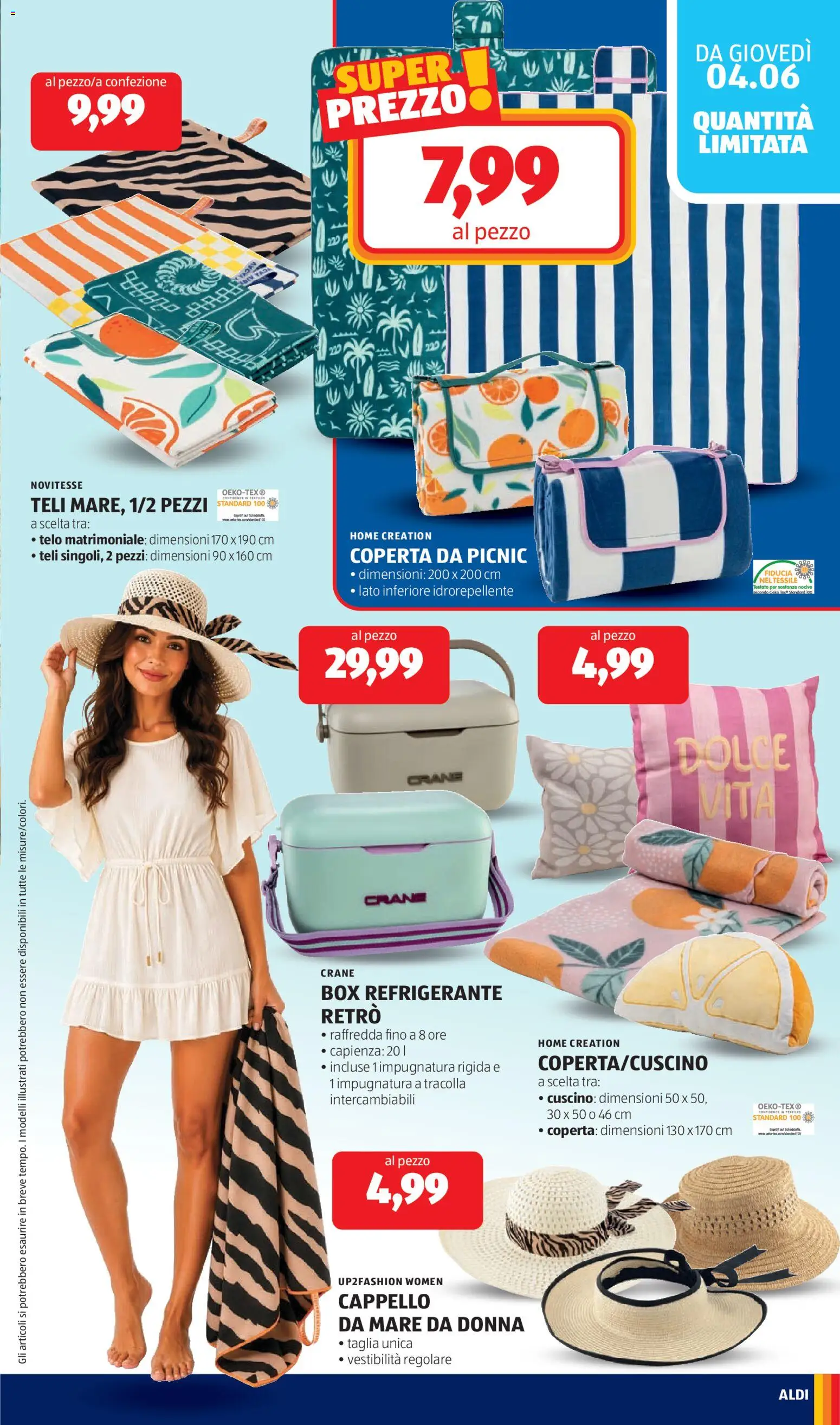 Volantino Aldi del 01.06.2026 | Pagina: 25 | Prodotti: Cappello, Cuscino, Coperta