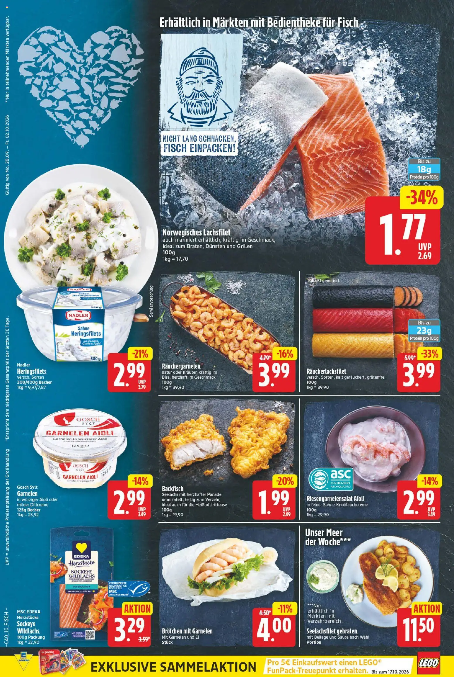 E center Prospekt – gültig ab 28.09.2026 | Seite: 10 | Produkte: Äpfel, Garnelen, Fisch, Sahne