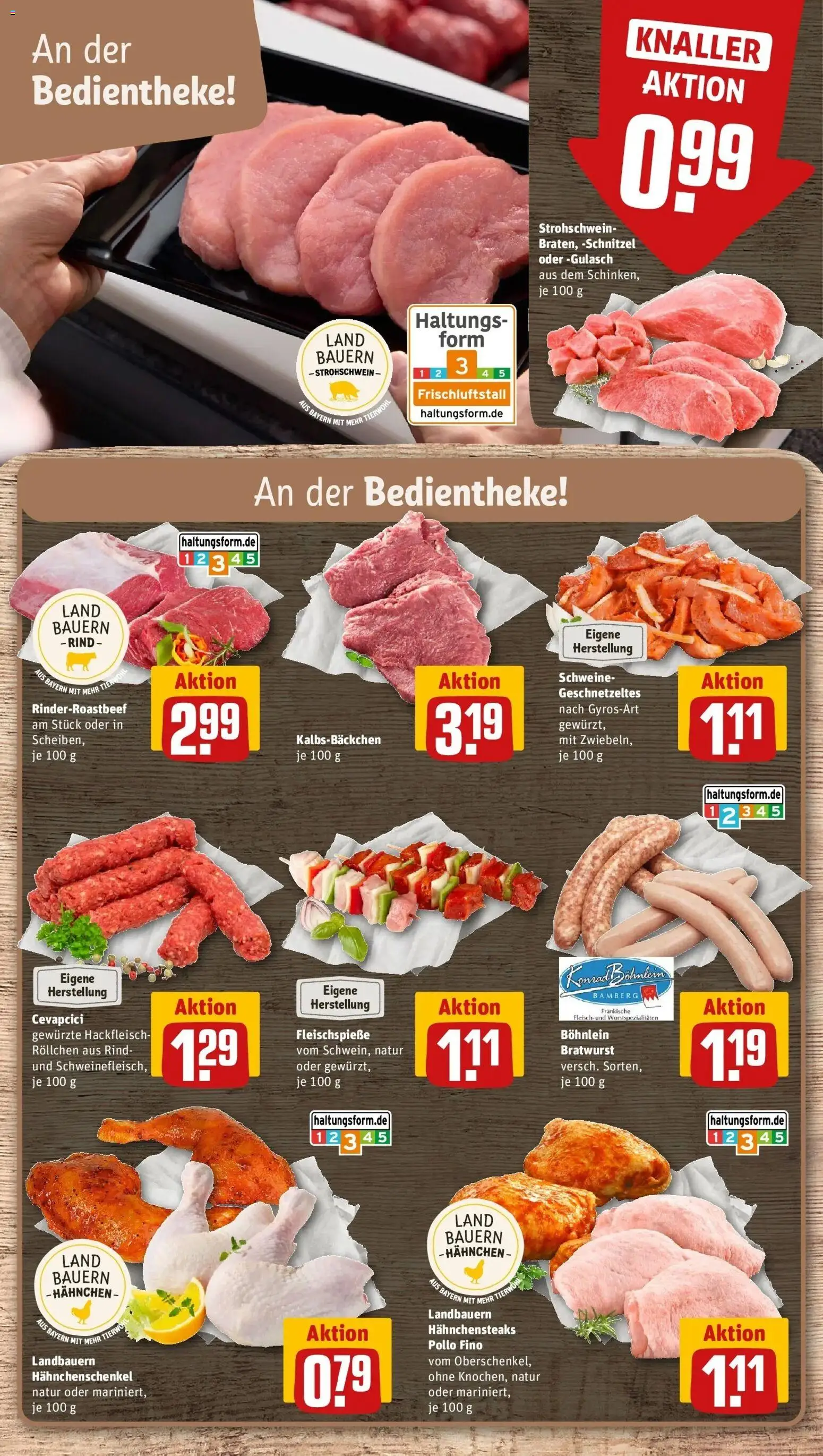 Rewe Prospekt Nürnberg – gültig ab 13.07.2026 | Seite: 8 | Produkte: Bratwurst, Cevapcici, Gulasch, Hackfleisch
