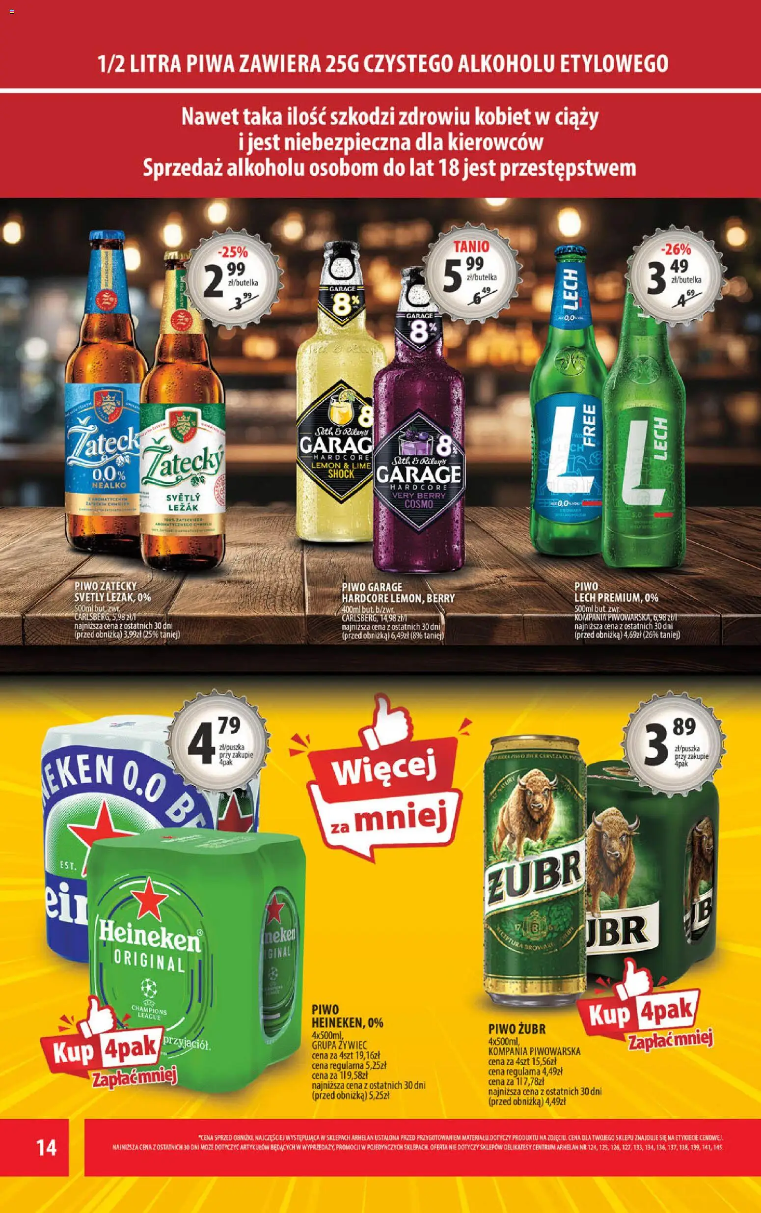 Arhelan gazetka od 09.10.2026 | Strona: 14 | Produkty: Lech, Delikatesy, Piwo, Piwo zatecky