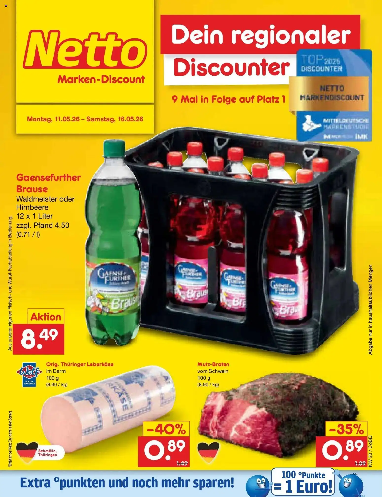 Netto Marken-Discount Prospekt Delitzsch	 – gültig ab 10.05.2026 | Seite: 46 | Produkte: Top, Himbeere, Fleisch, Leberkase