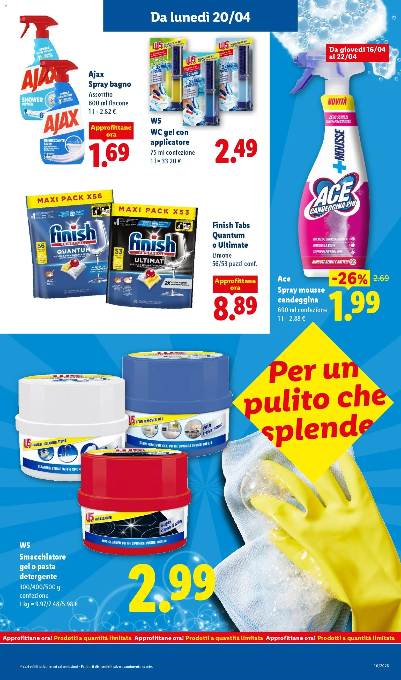 Volantino Lidl del 16.04.2026 | Pagina: 41 | Prodotti: Detergente, Candeggina, Pasta, The