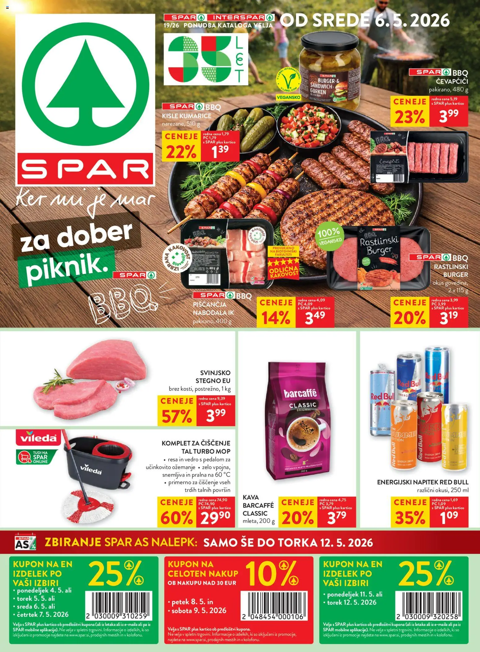 Novi Spar katalog ponudbe – veljaven od 06.05.2026 | Stran: 1 | Izdelki: Energijski napitek, Nabodala, Kumarice, Vedro