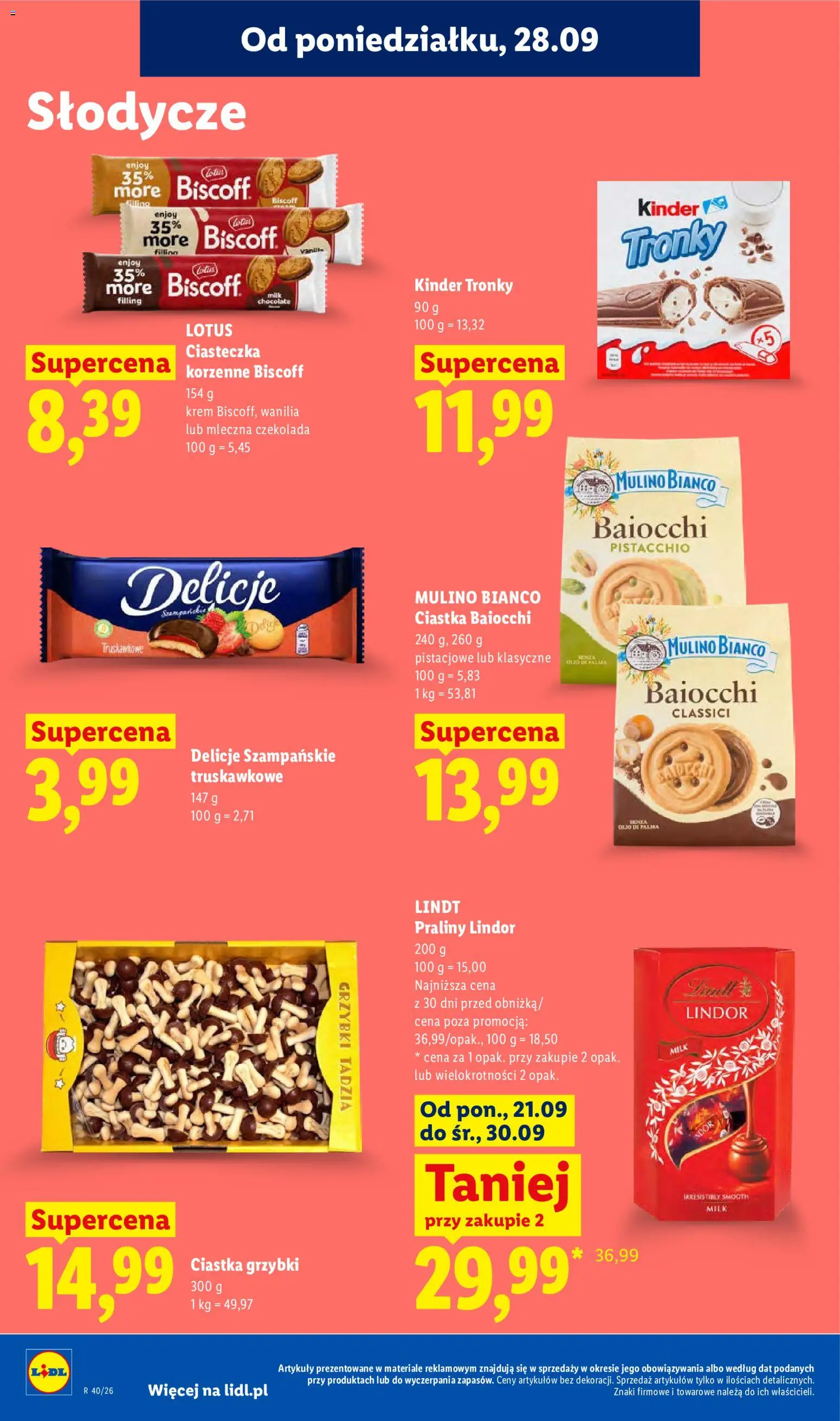 Lidl Polsko leták od 28.09.2026 | Strana: 72 | Produkty: Lindor, Lindt, Krém, Lotus
