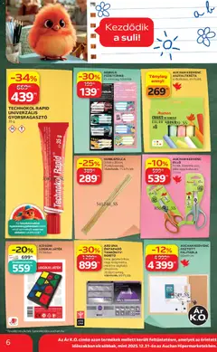 Auchan Iskolakezdés ajánlatok - amely érvényes a következő dátumtól: 2026.07.30. | Oldal: 6 | Termékek: Ragasztó, Játék, Virag