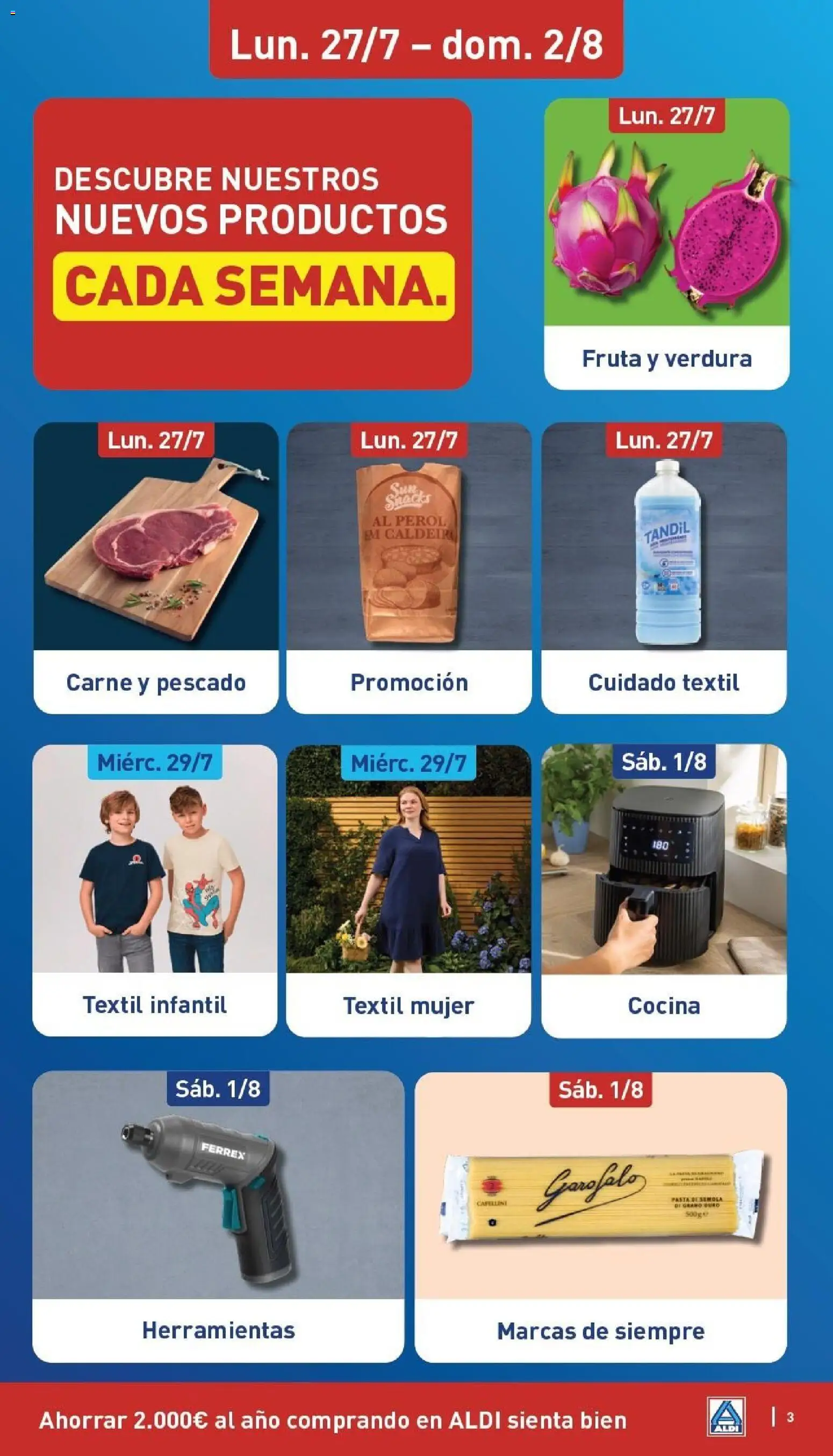 Aldi folleto Canarias │ válido desde el 27/07/2026 | Página: 3 | Productos: Pescado, Pasta, Cocina