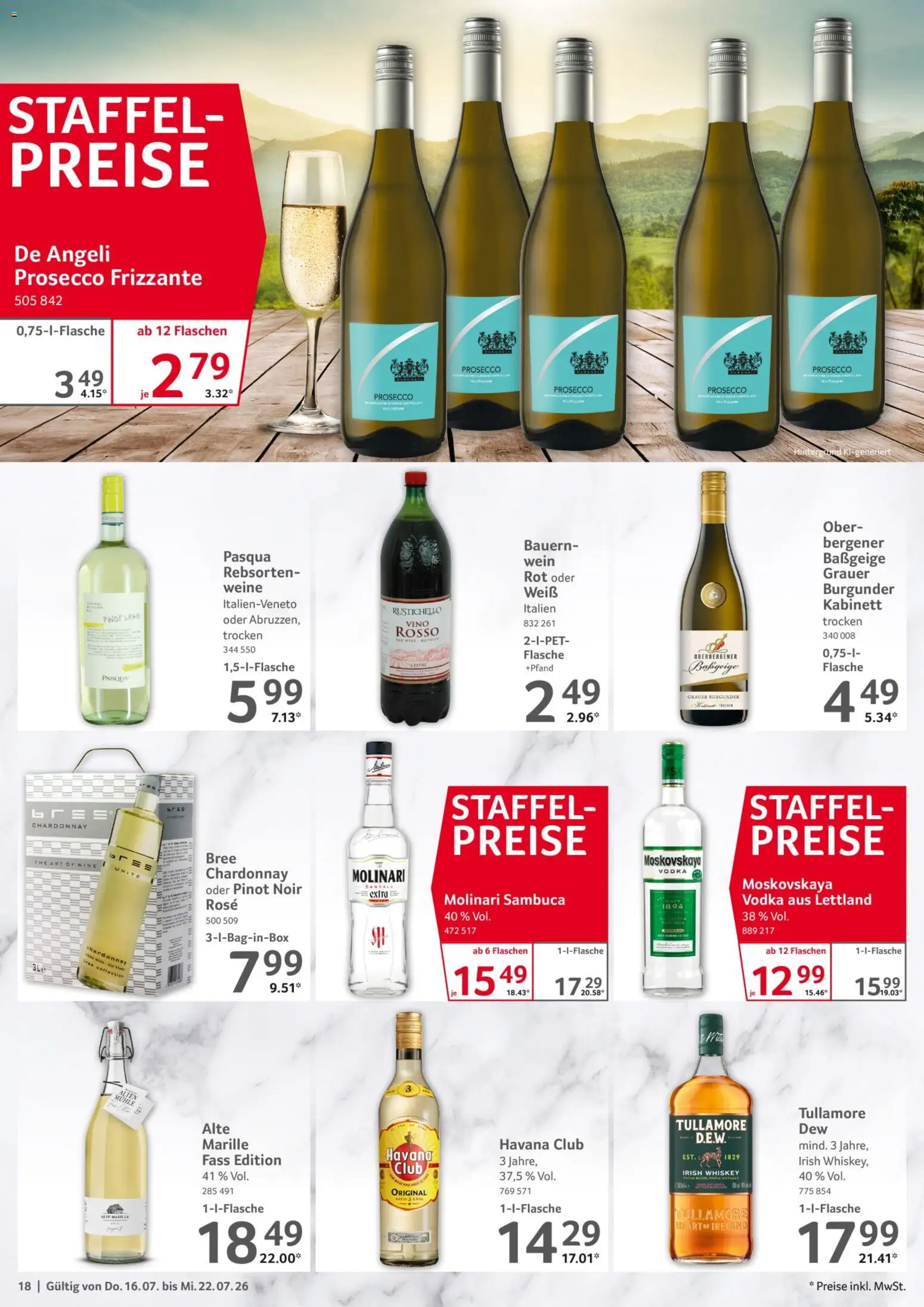 Selgros Prospekt – gültig ab 16.07.2026 | Seite: 18 | Produkte: Mühle, Bree, Prosecco, Vodka