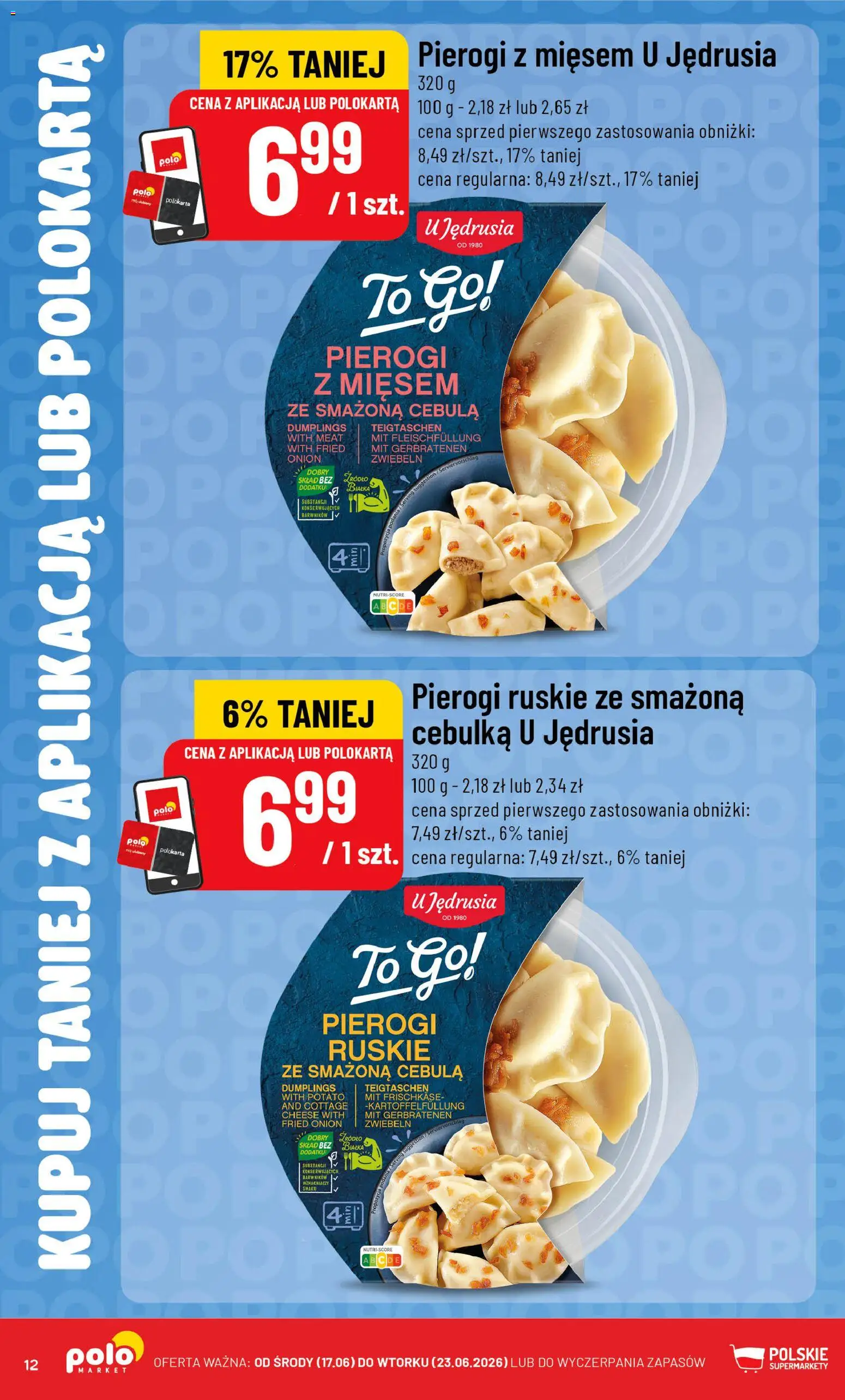 POLOmarket gazetka - Kupuj taniej z POLOappką od 17.06.2026 | Strona: 12 | Produkty: Pierogi, Pierogi z mięsem
