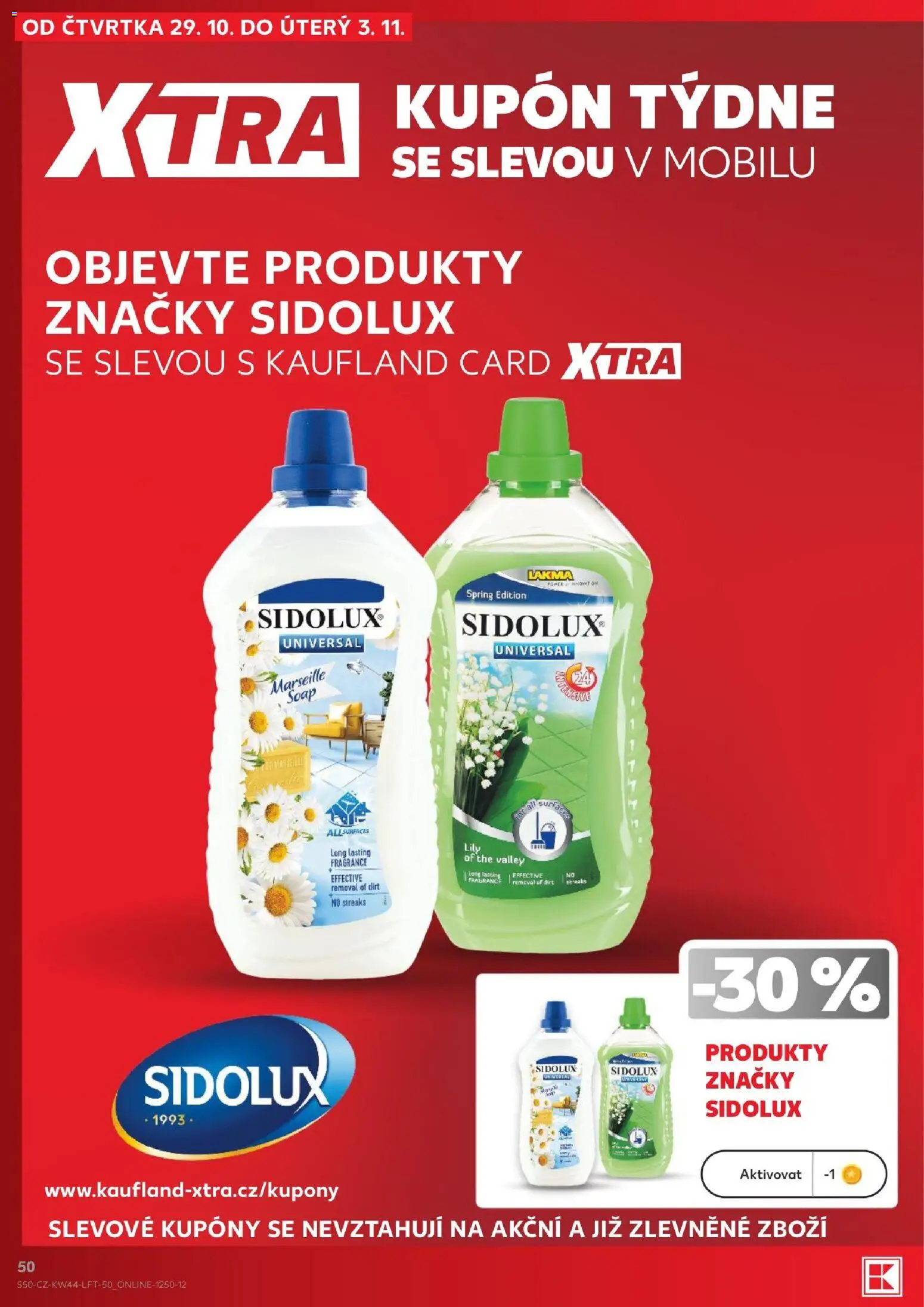 Kaufland leták od 29.10.2026 | Strana: 50 | Produkty: Univerzální čistič, Sidolux