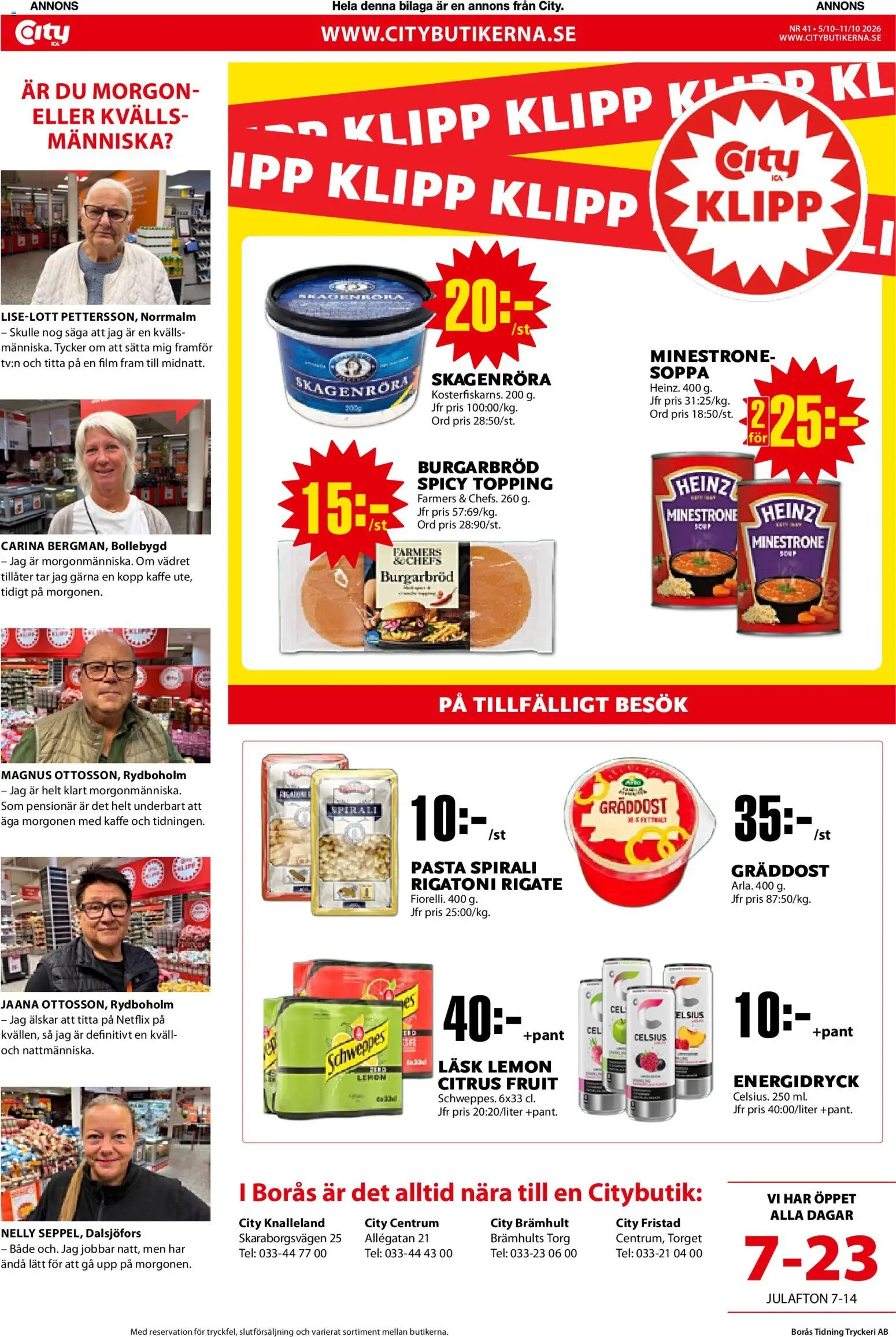 ICA Kvantum reklamblad aktuell från 05/10/2026 | Sida: 16 | Produkter: Kaffe, Energidryck, Pasta, Soppa