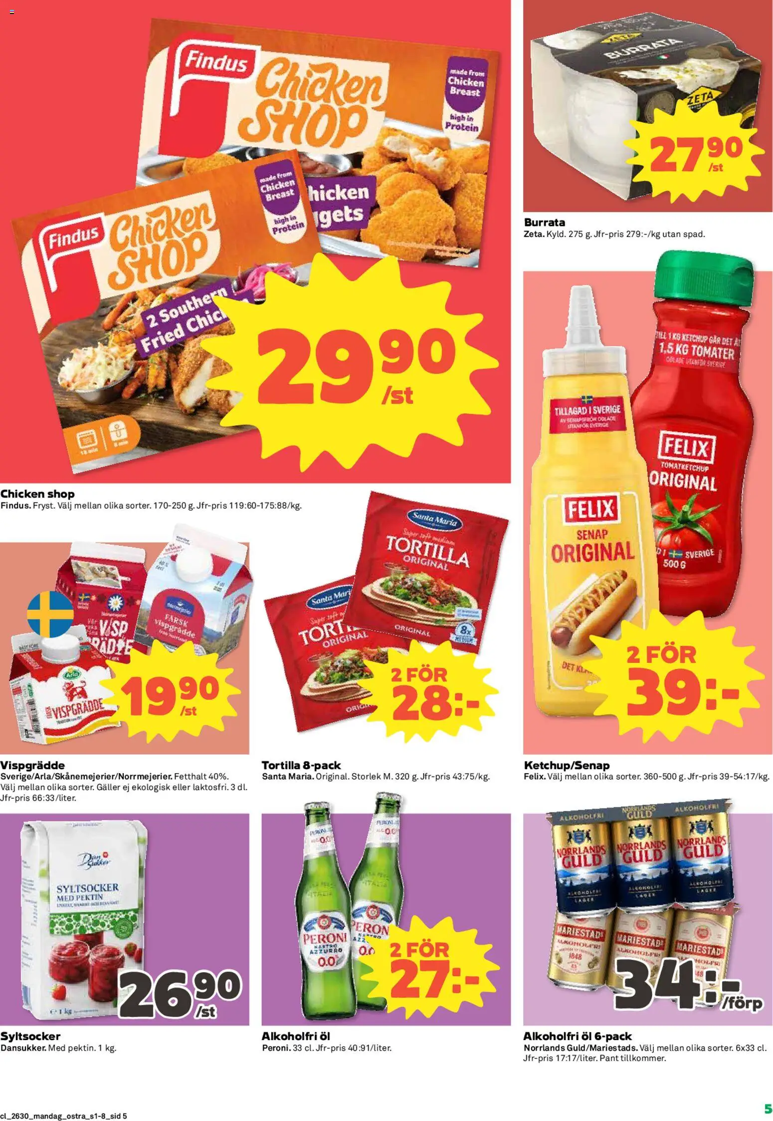 Coop Daglivs reklamblad aktuell från 20/07/2026 | Sida: 5 | Produkter: Tortilla, Öl, Tomater, Vispgrädde