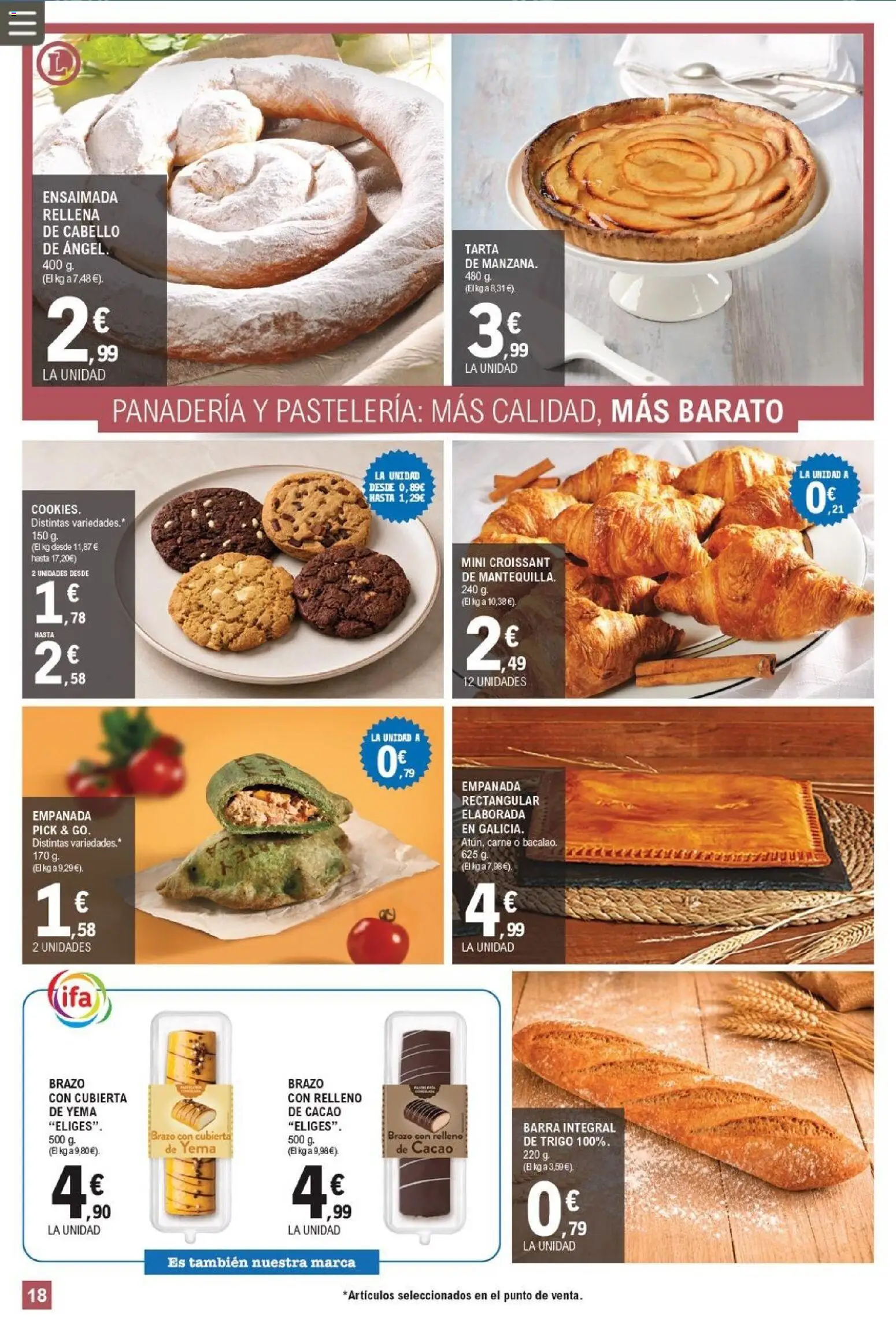 E.Leclerc Trujillo │ válido desde el 26/08/2026 | Página: 18 | Productos: Tarta, Croissant, Mantequilla, Carne