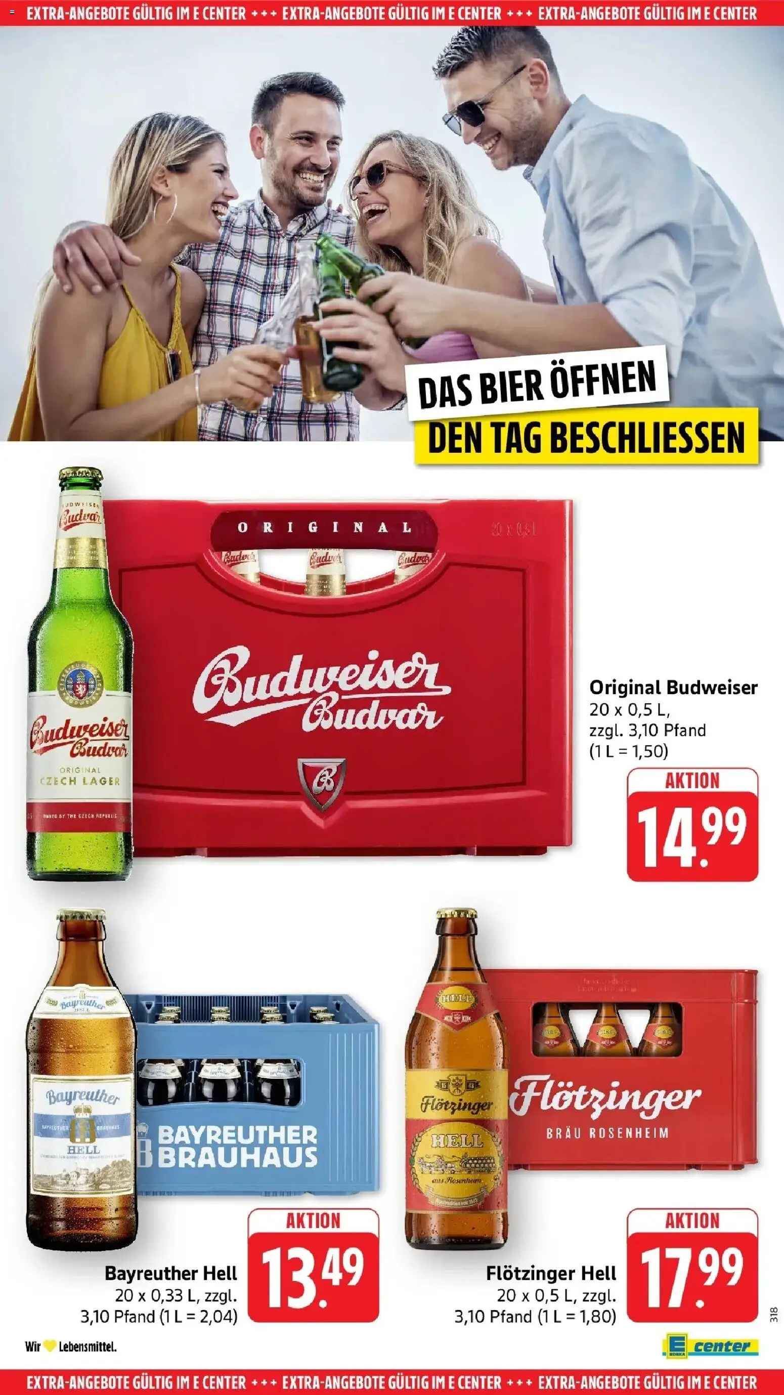 E center Prospekt Laupheim – gültig ab 17.05.2026 | Seite: 57 | Produkte: Bayreuther hell, Bier, Budweiser