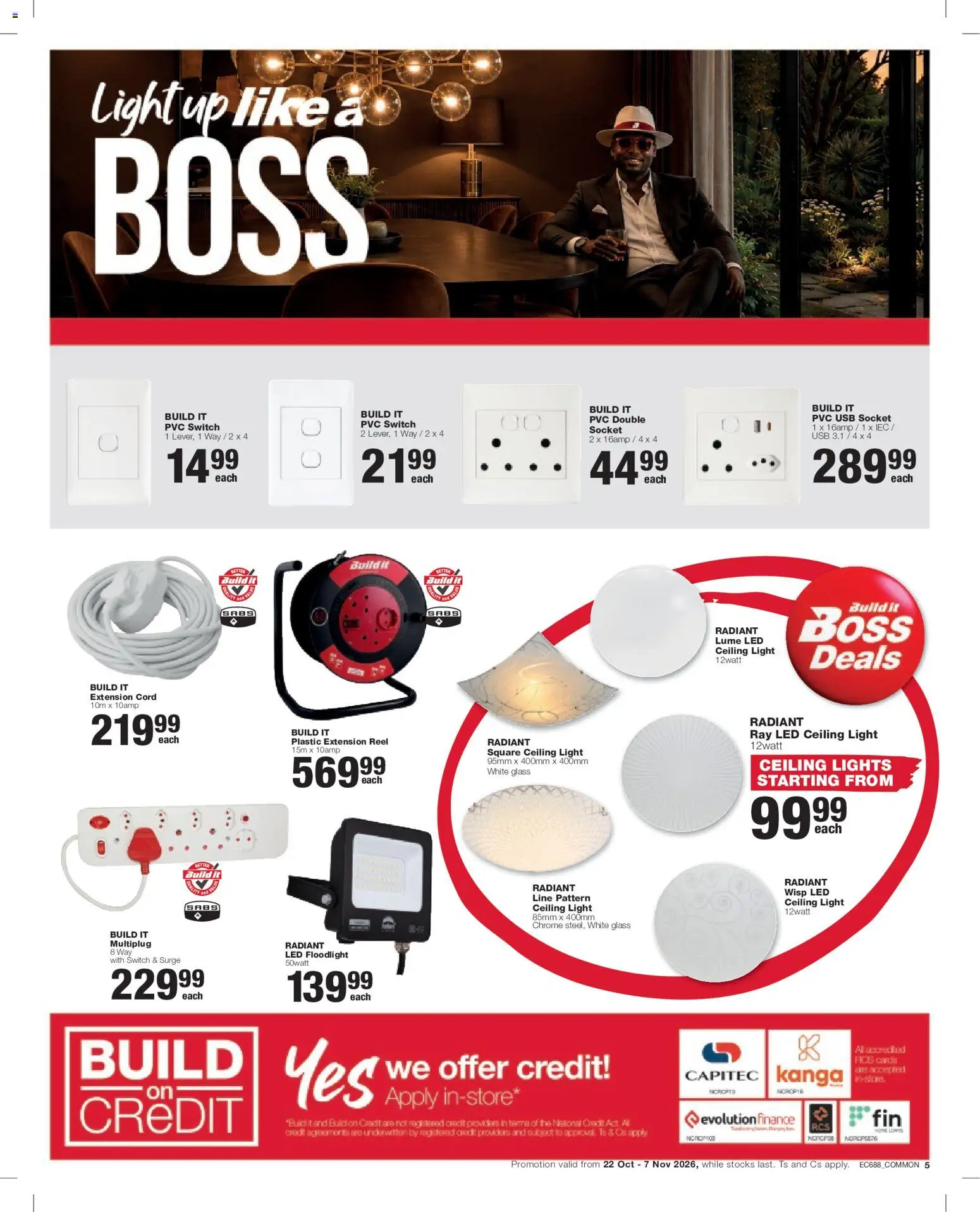 New Build It catalogue – valid from 22/10/2026 | Page: 5 | Products: USB, Socket, Light, Switch