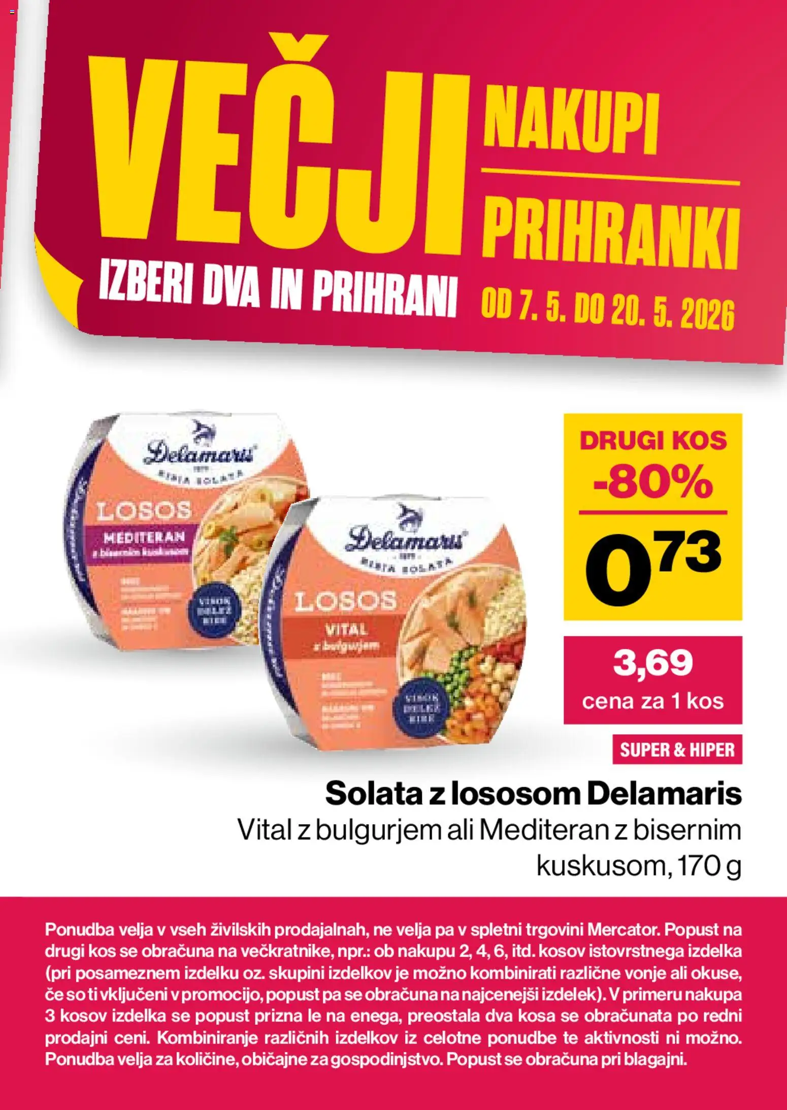 Novi Mercator katalog ponudbe – veljaven od 07.05.2026 | Stran: 50 | Izdelki: Losos, Kos, Solata
