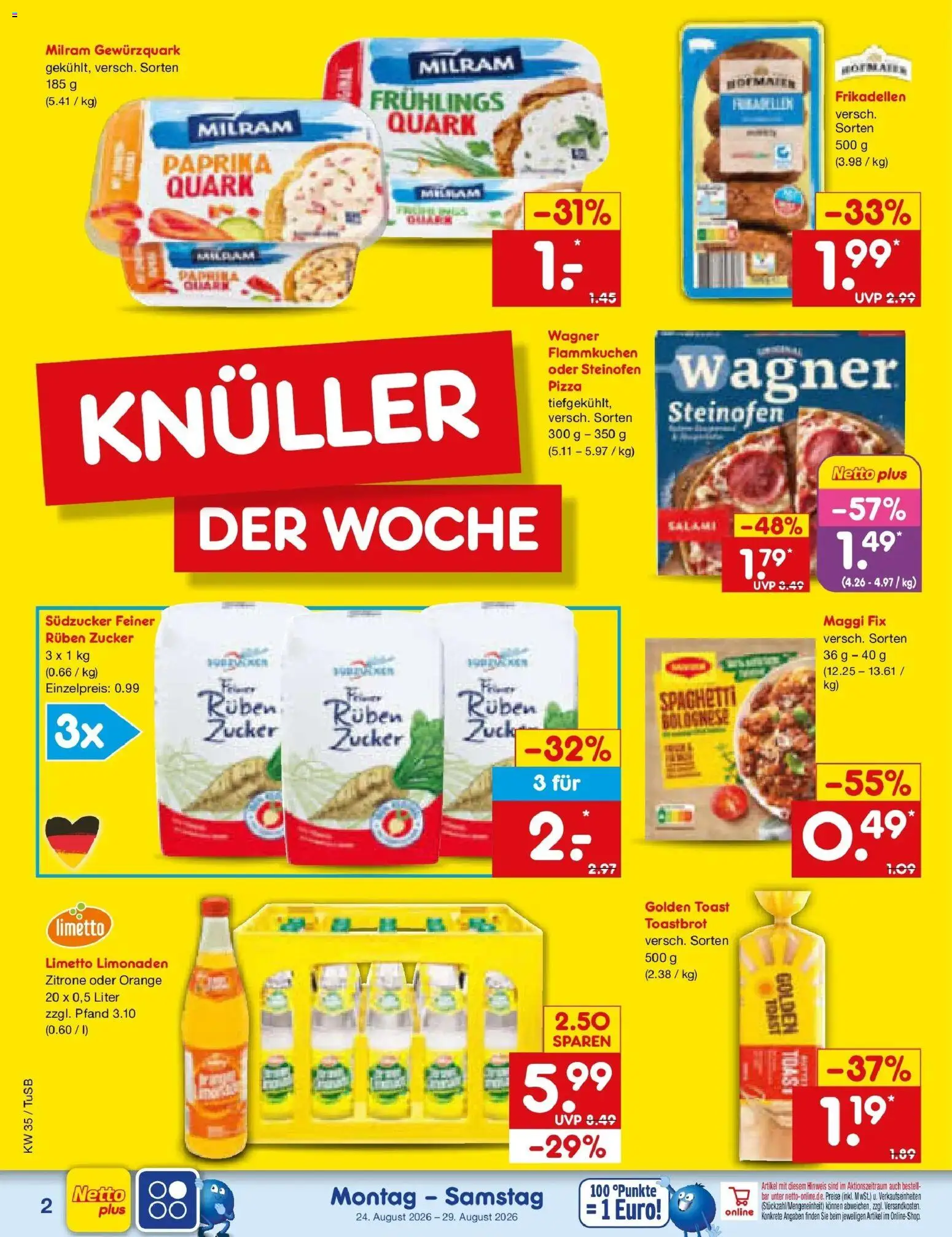 Netto Marken-Discount Prospekt Sindelfingen (ab 24.08.2026) » Angebote | Seite: 2 | Produkte: Maggi, Toast, Wagner pizza, Pizza