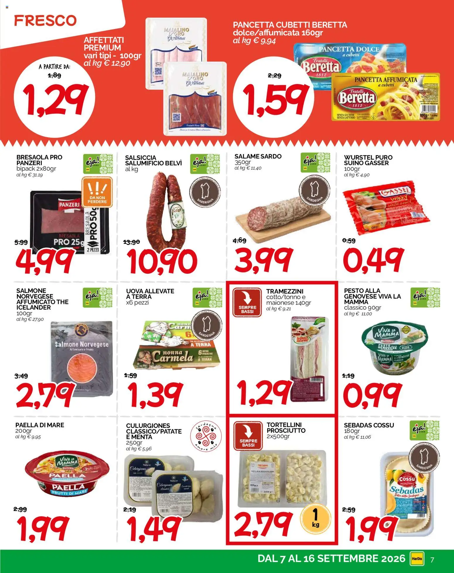 Volantino HarDis del 07/09/2026 | Pagina: 7 | Prodotti: Uova, Suino, Wurstel, Paella