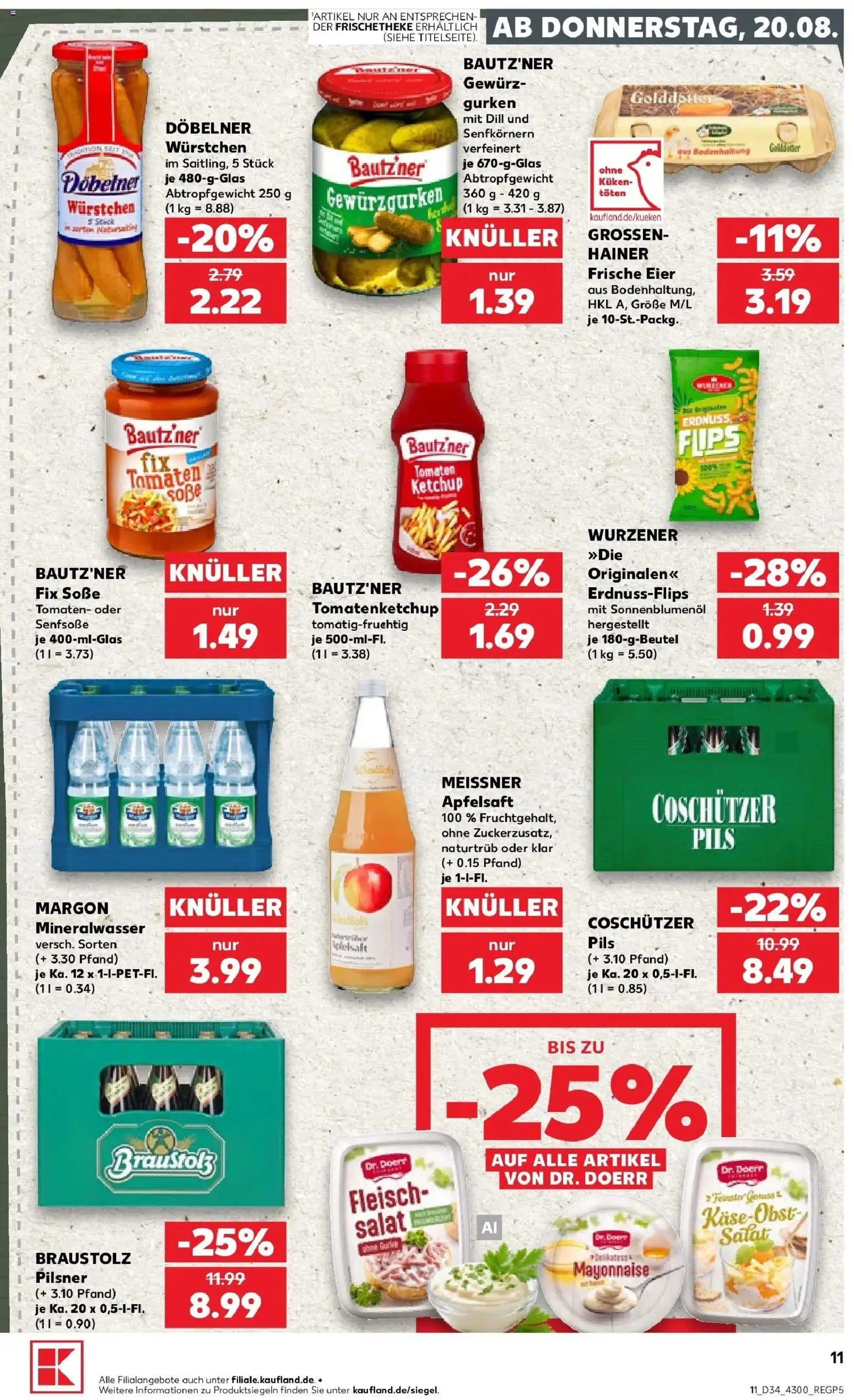 Prospekt Kaufland ab 20.08.2026 » Angebote Online zum Blättern | Seite: 11 | Produkte: Eier, Apfelsaft, Mayonnaise, Soße