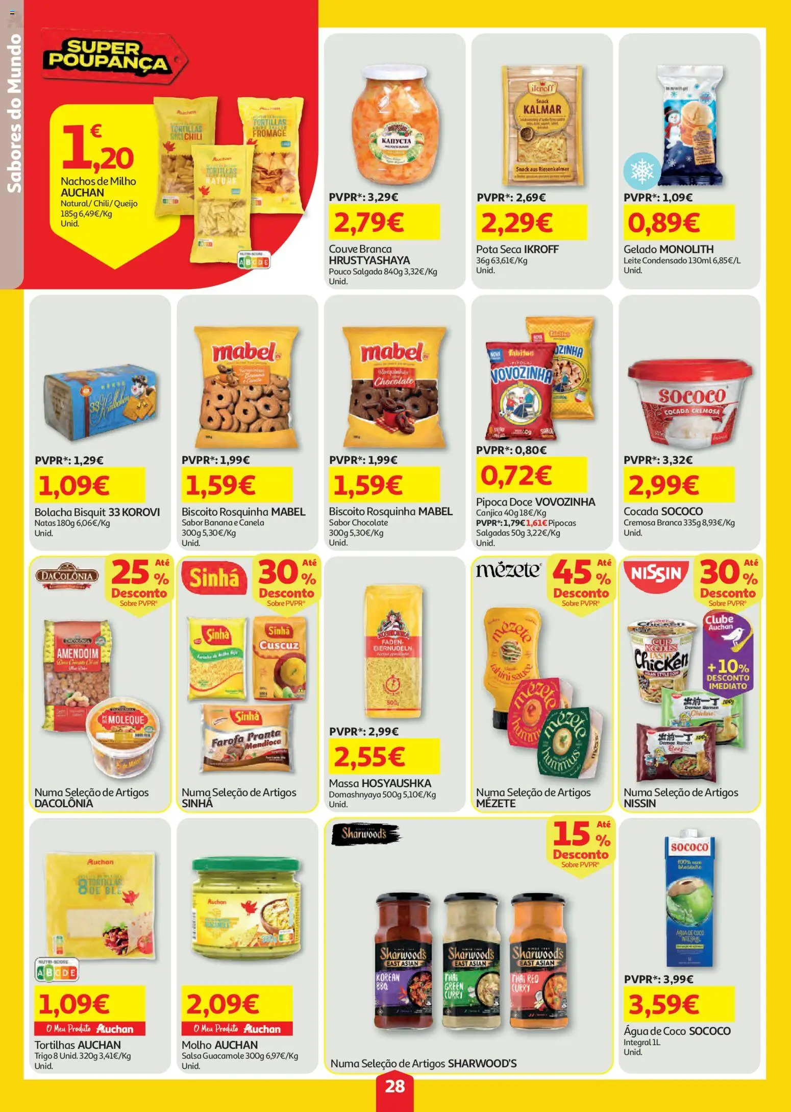 Auchan folheto │ válido de 23/07/2026 | Página: 28 | Produtos: Agua, Canela, Leite condensado, Leite