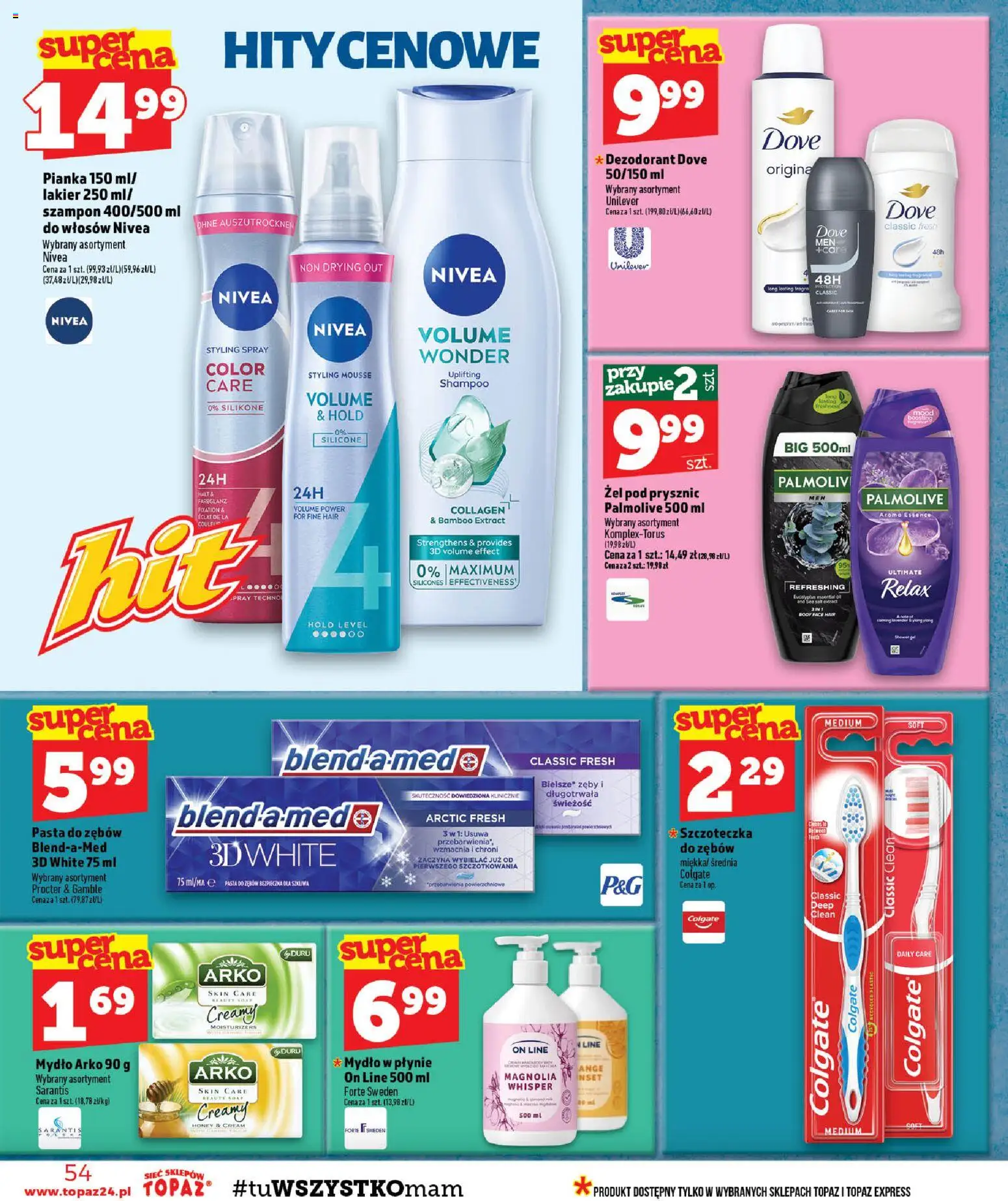 Topaz gazetka od 29.10.2026 | Strona: 54 | Produkty: Prysznic, Body, Żel pod prysznic, Pasta do zębów
