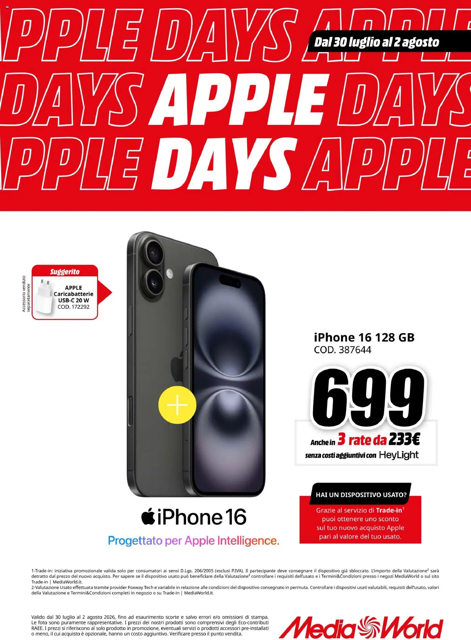 Volantino Media World del 30/07/2026 | Pagina: 11 | Prodotti: Iphone, Caricabatterie