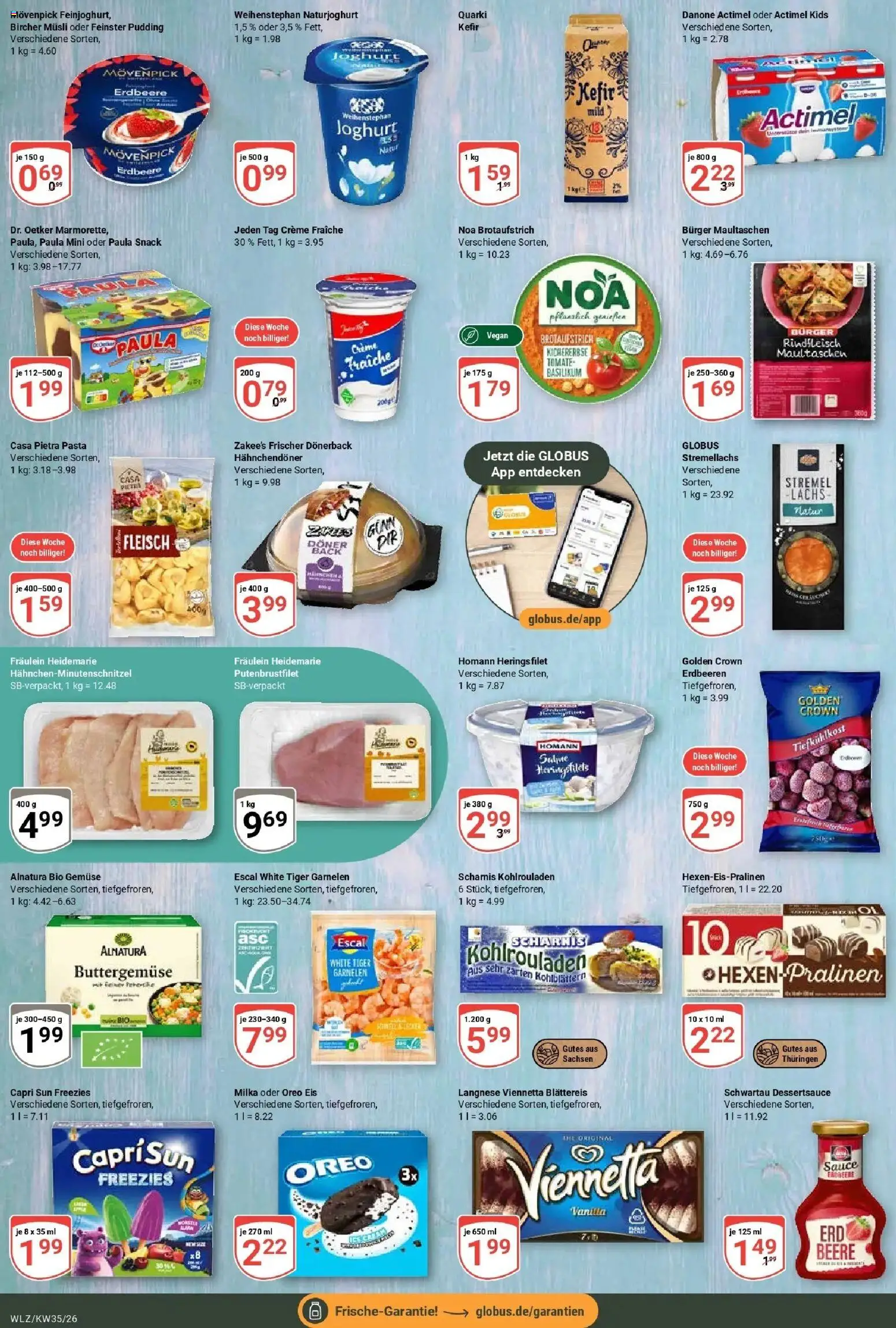 Globus Prospekt Weischlitz (ab 24.08.2026) » Angebote online | Seite: 14 | Produkte: Joghurt, Gemüse, Maultaschen, Eis