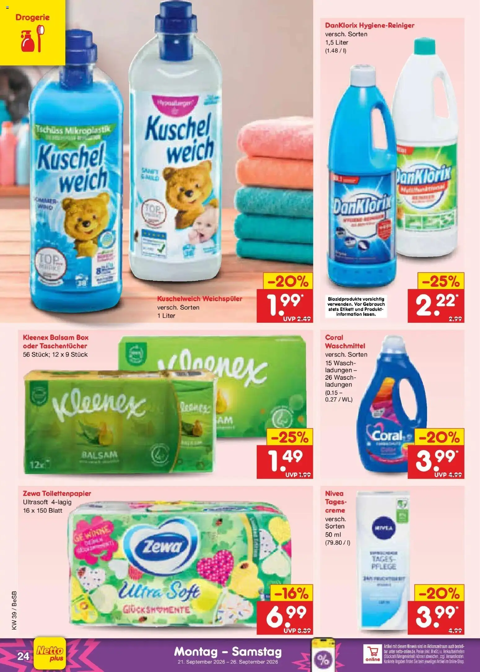 Netto Marken-Discount Prospekt Berlin-Prenzlauer Berg – gültig ab 21.09.2026 | Seite: 36 | Produkte: Coral, Creme, Weichspüler, Waschmittel