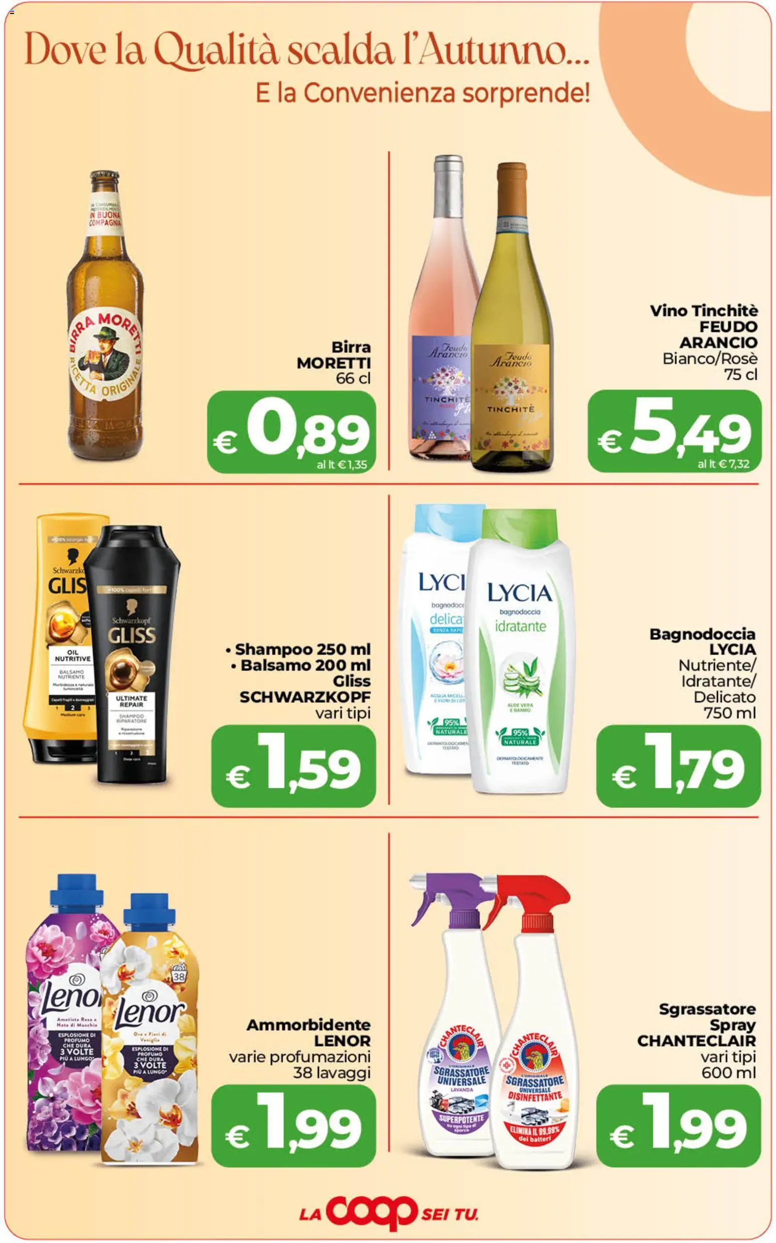 Volantino COOP del 23/10/2026 | Pagina: 4 | Prodotti: Sgrassatore, Vino, Aloe vera, Profumo