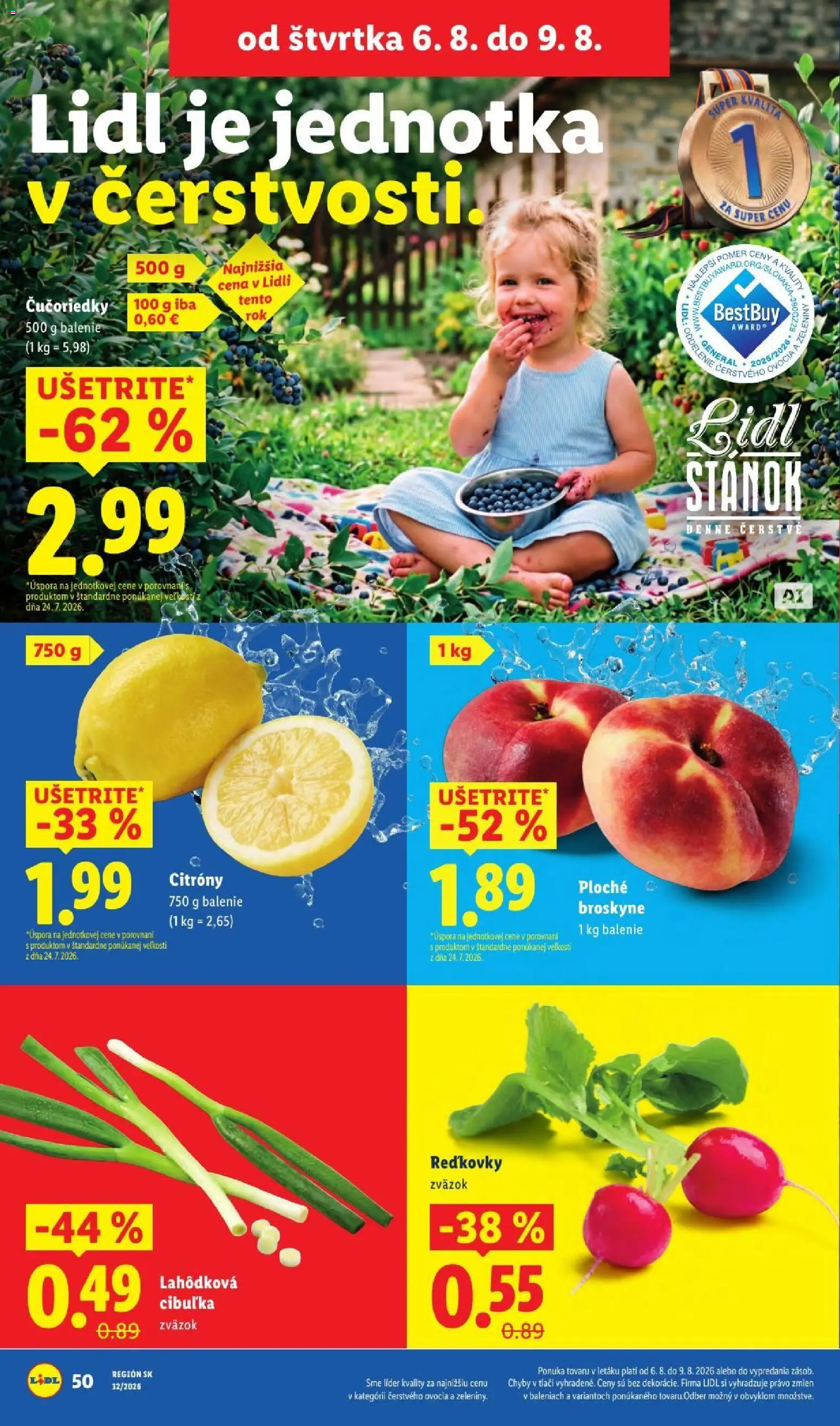 Nové Lidl akcie – leták je platný od 03.08.2026 | Strana: 66 | Produkty: Citróny, Čučoriedky, Broskyne