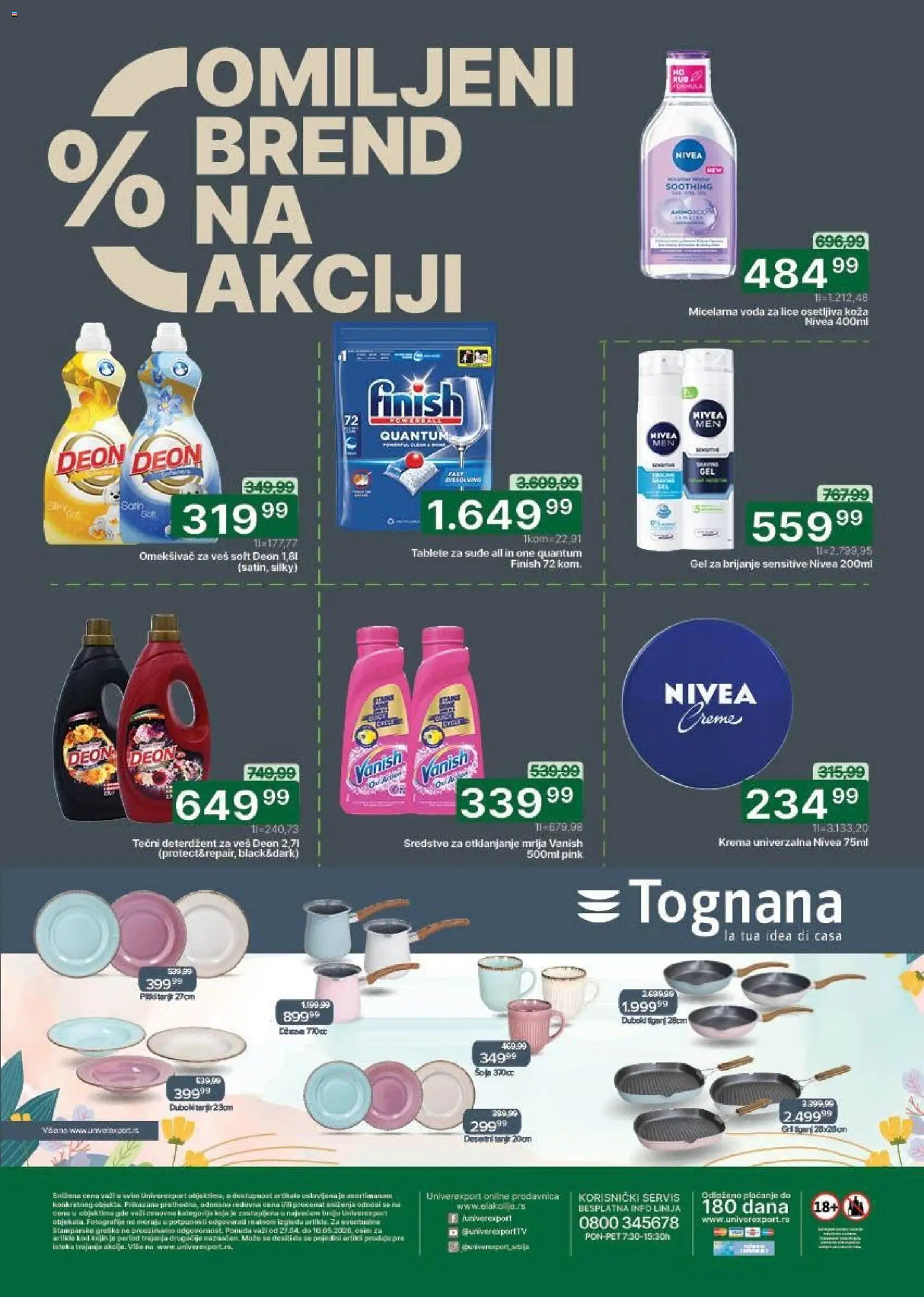 Univerexport katalog - važi od 27.04.2026 | Strana: 32 | Proizvode: Deterdžent, Finish, Nivea, Omekšivač za veš