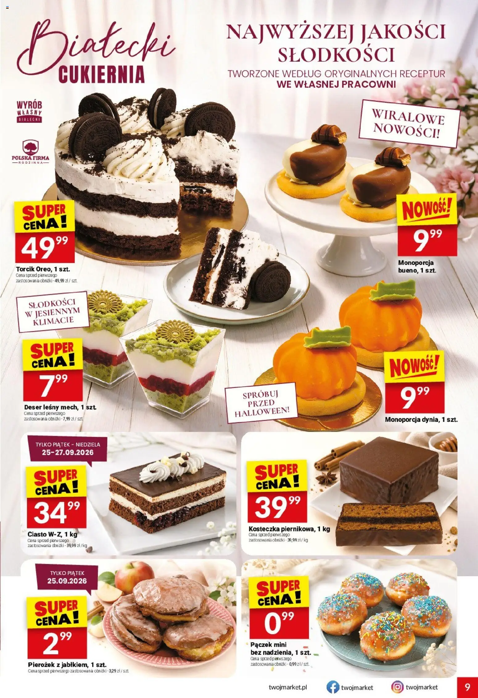 Twój Market gazetka od 23.09.2026 | Strona: 9 | Produkty: Ciasto, Deser, Pączek