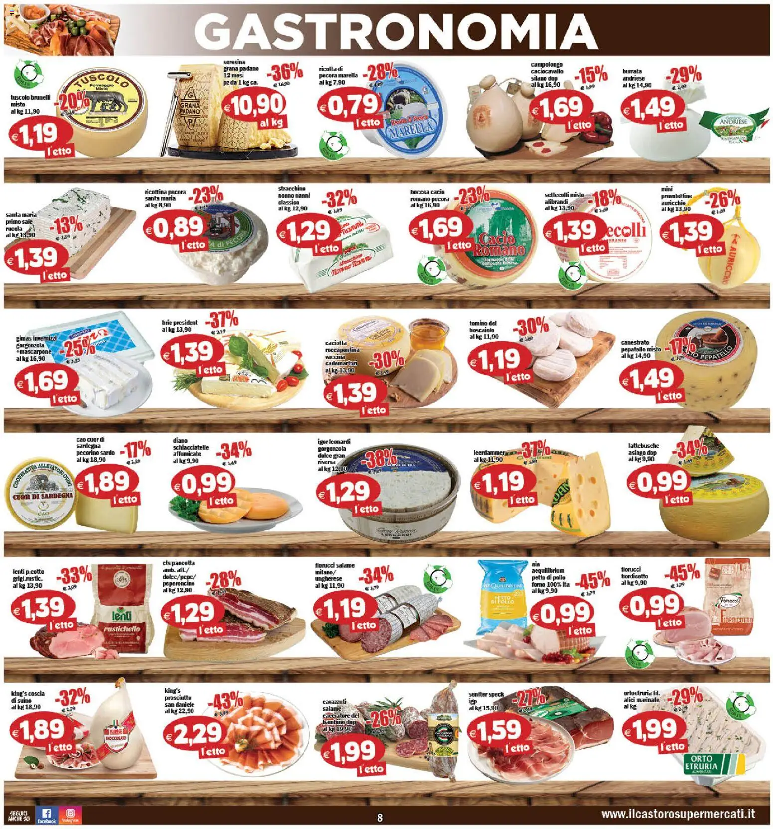 Volantino Il Castoro del 14/10/2026 | Pagina: 8 | Prodotti: Grana Padano, Stracchino, Ricotta, Lenti