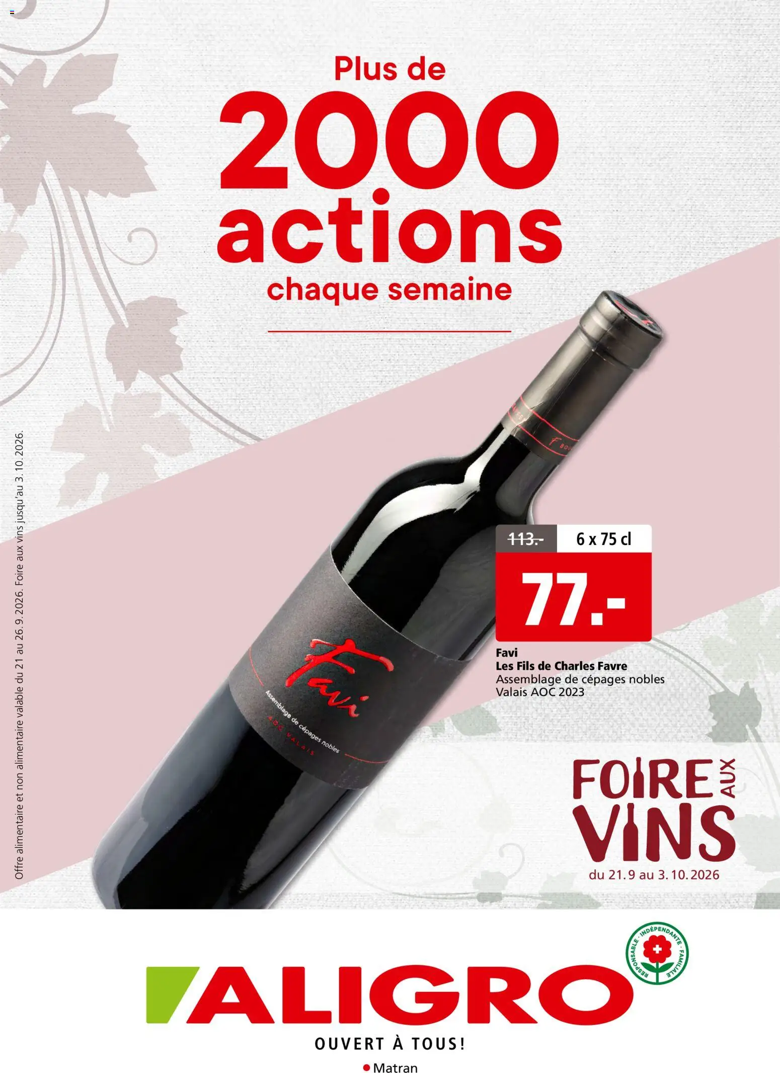 Aligro aktionen Foire aux vins Matran – gültig ab 21.09.2026 | Seite: 1