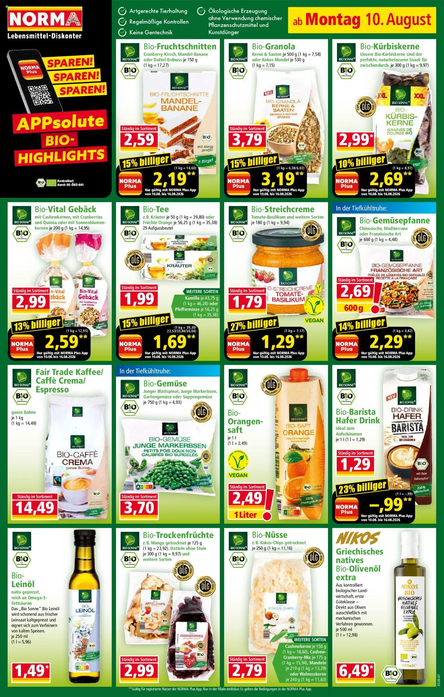 Norma Flugblatt gültig ab 10.08.2026 | Seite: 16 | Produkte: Mango, Szeder, Saft, Orangen
