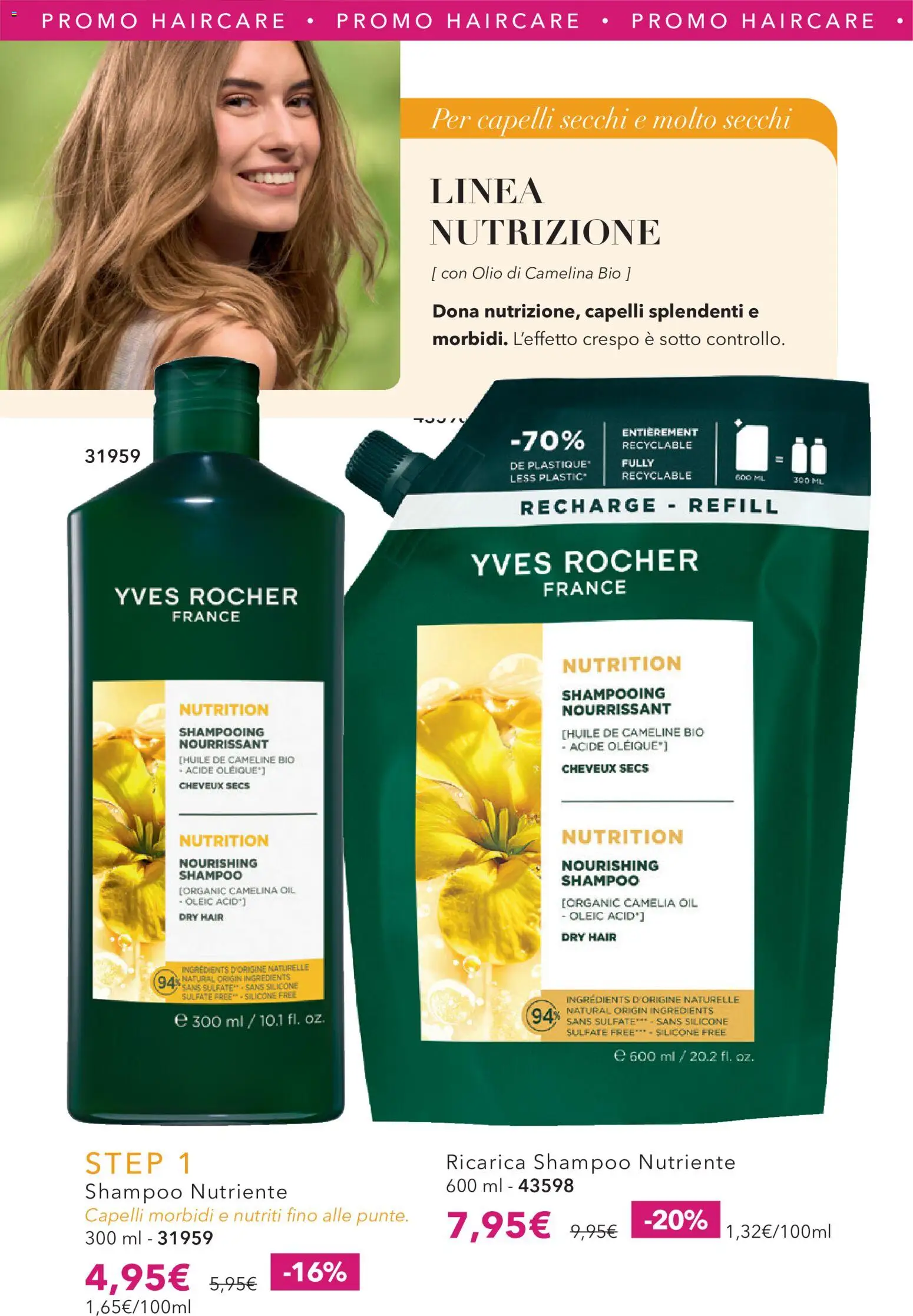 Volantino Yves Rocher del 31/08/2026 | Pagina: 14 | Prodotti: Shampoo, Olio, Silicone