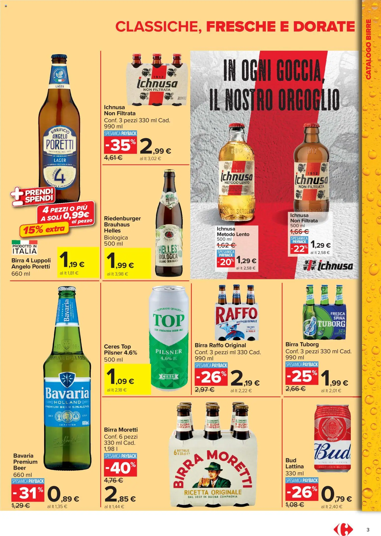 Volantino Carrefour del 03.06.2026 | Pagina: 3 | Prodotti: Birra, Top, Birra Moretti, Ceres
