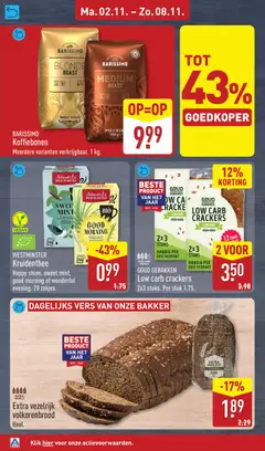 GOUD GEBAKKEN Low carb crackers, Lijnzaad. 2x3 stuks. Handig per drie verpakt. - Voorbeeld van een folder van Aldi, geldig van 02-11-2026 | Pagina: 14