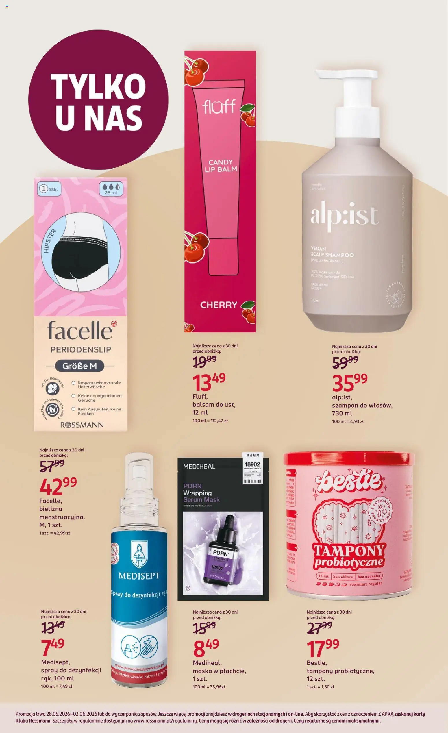 Rossmann gazetka od 28.05.2026 | Strona: 3 | Produkty: Bielizna, Tampony, Szampon, Maska