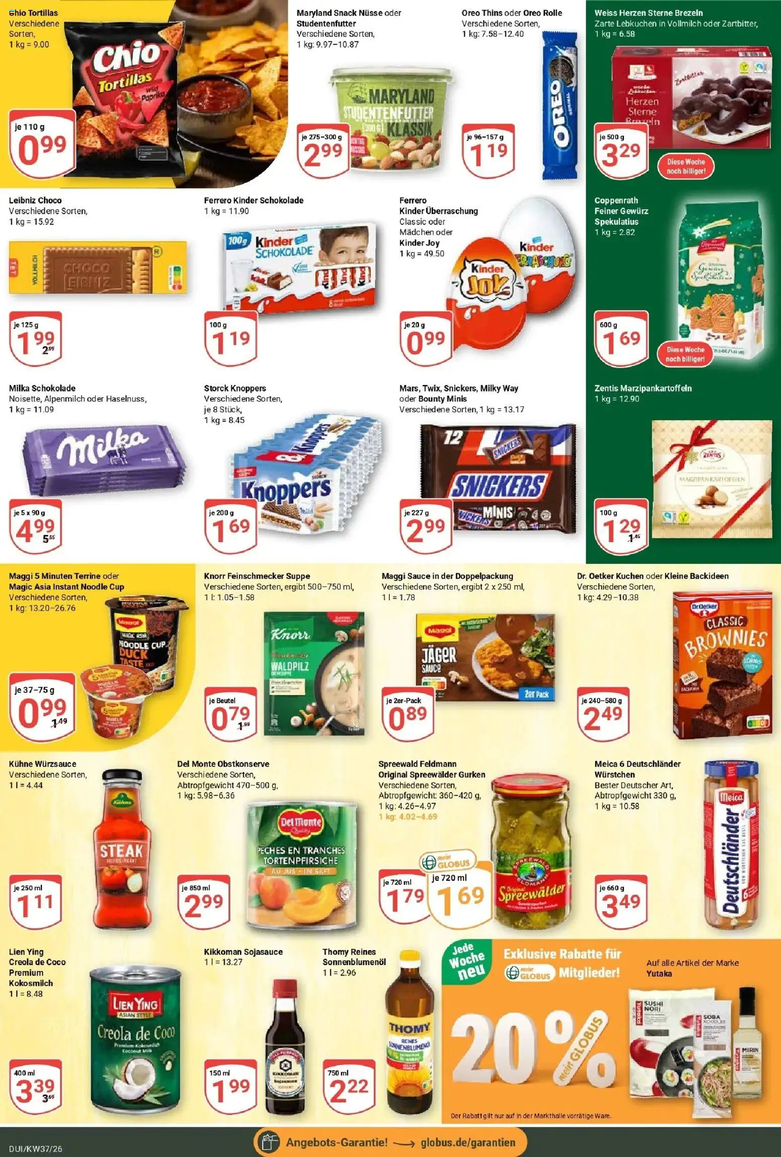Globus Prospekt Duisburg (ab 07.09.2026) » Angebote online | Seite: 17 | Produkte: Milka schokolade, Snickers, Meica, Gurken
