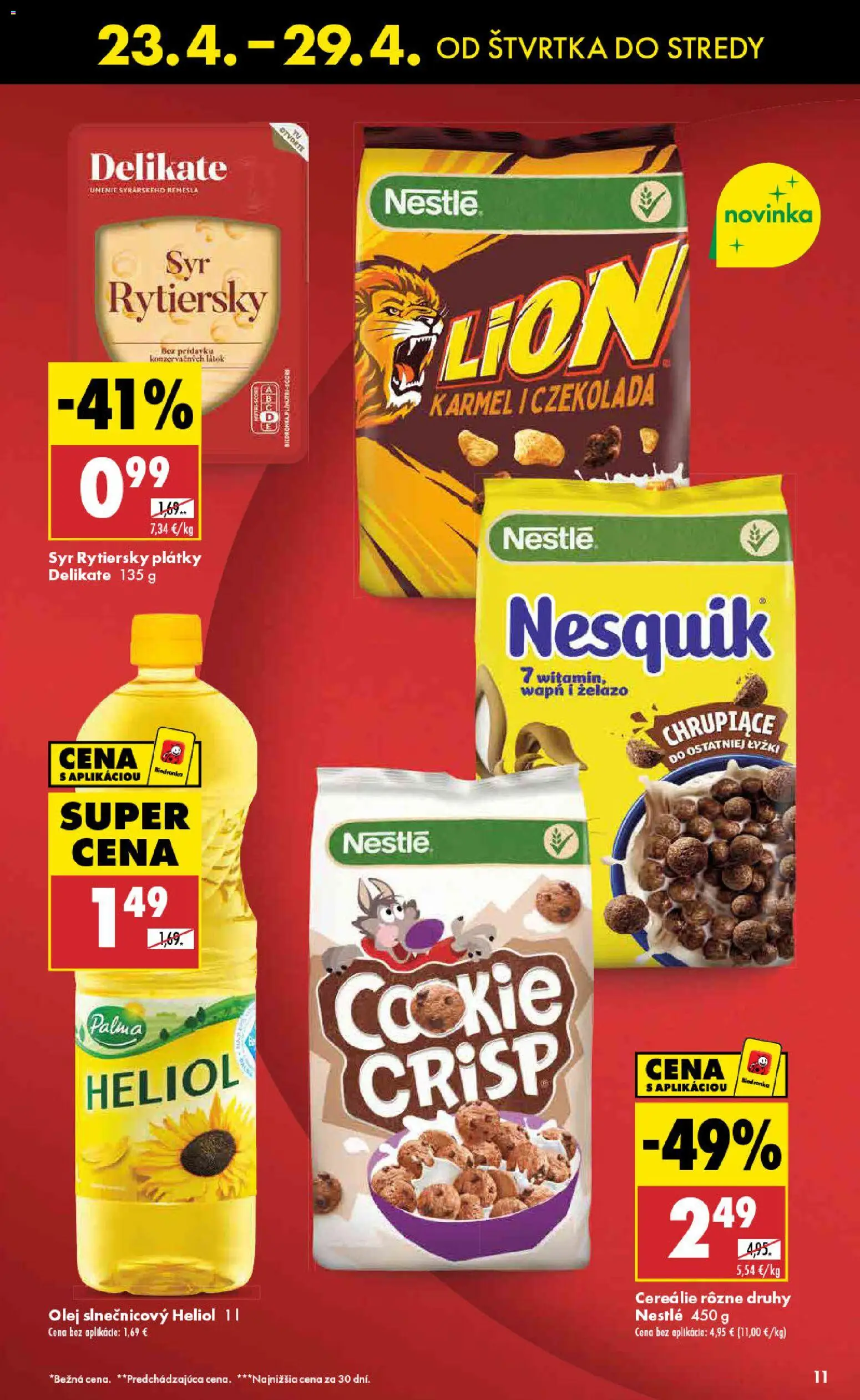 Nové Biedronka akcie – leták je platný od 23.04.2026 | Strana: 11 | Produkty: Syr, Olej, Cereálie, Nesquik