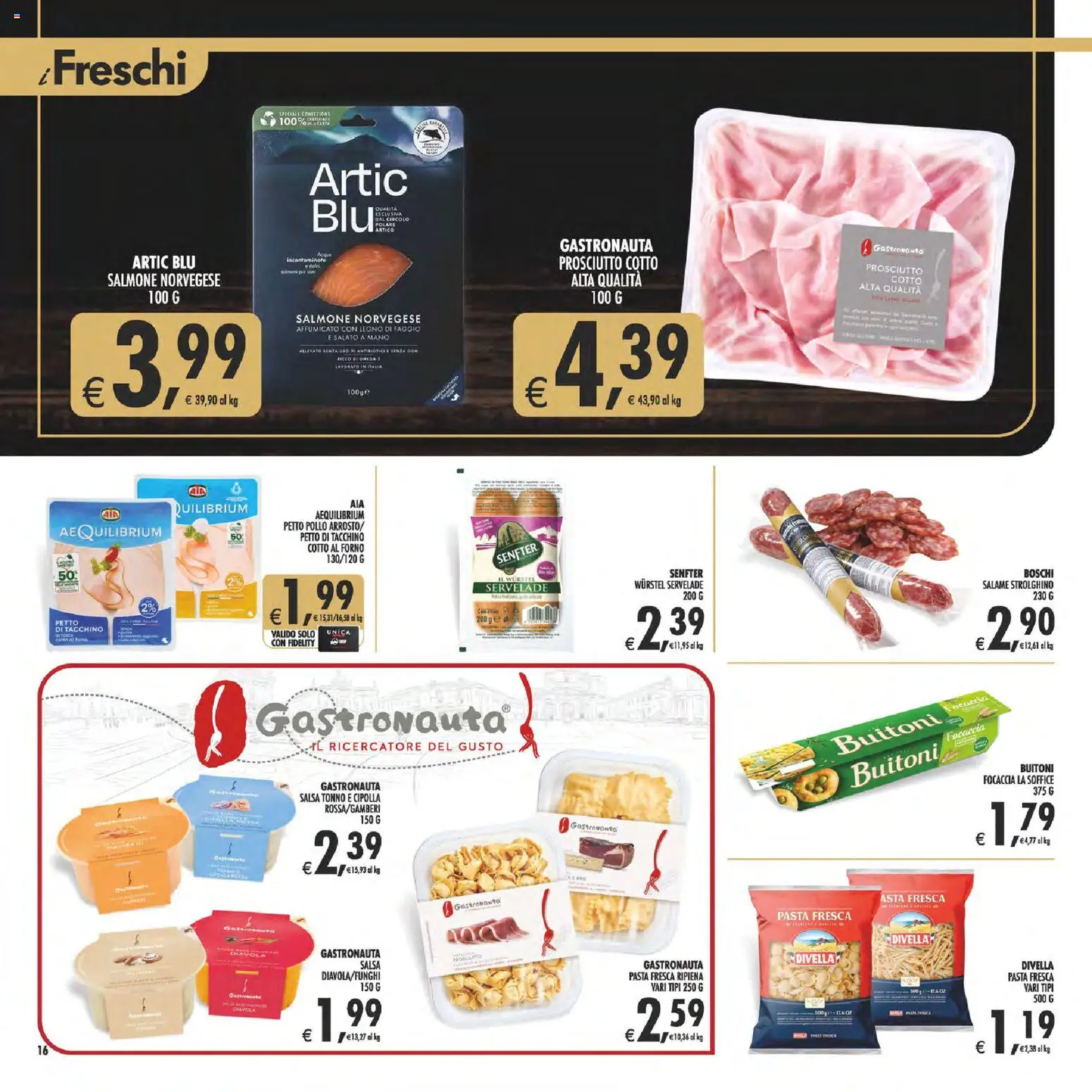 Volantino Decò del 29.05.2026 | Pagina: 16 | Prodotti: Salmone, Prosciutto, Wurstel, Forno