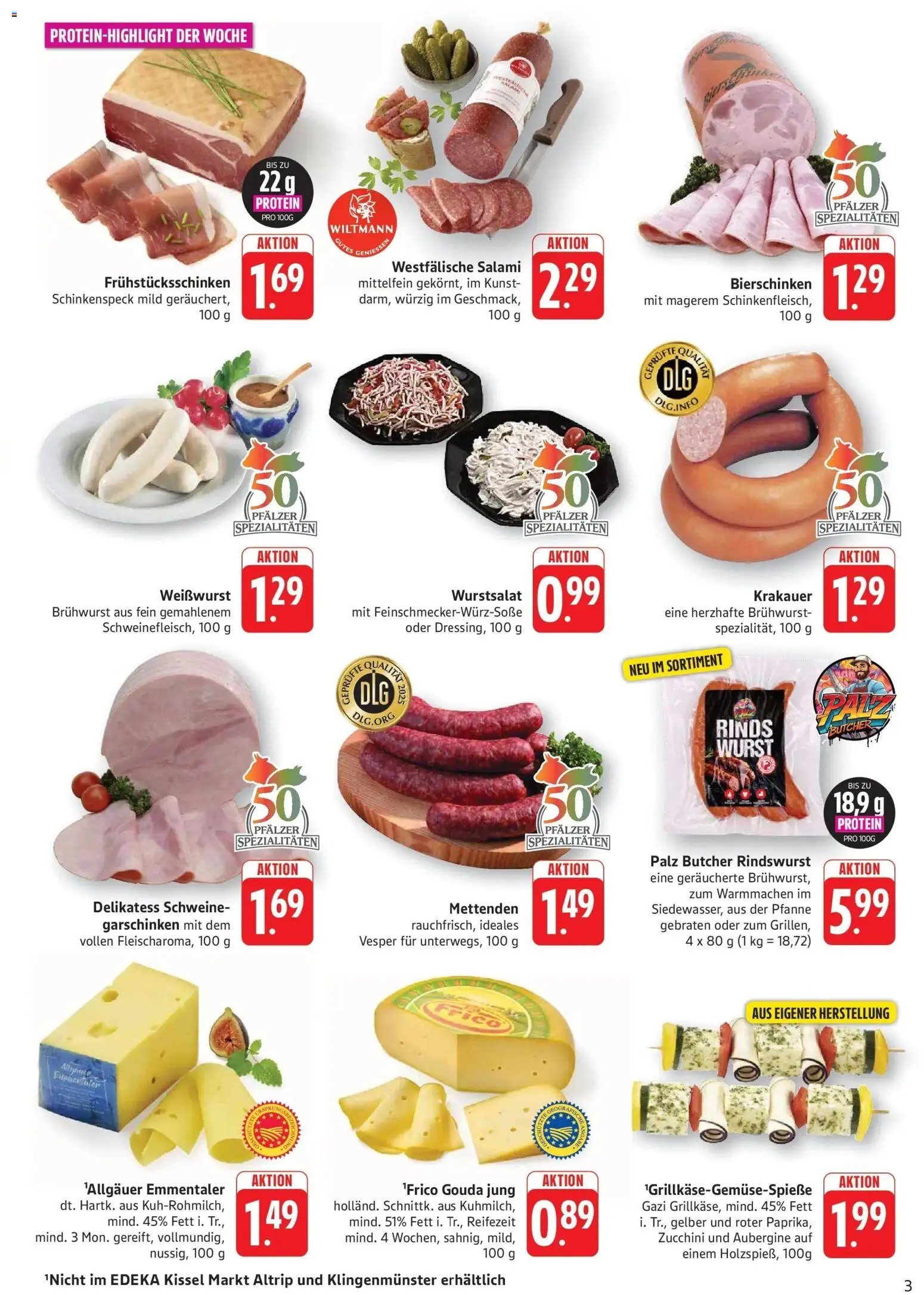 Edeka Prospekt Kröppen (ab 14.09.2026) » Angebote Online | Seite: 3 | Produkte: Spezialitäten, Weißwurst, Salami, Zucchini