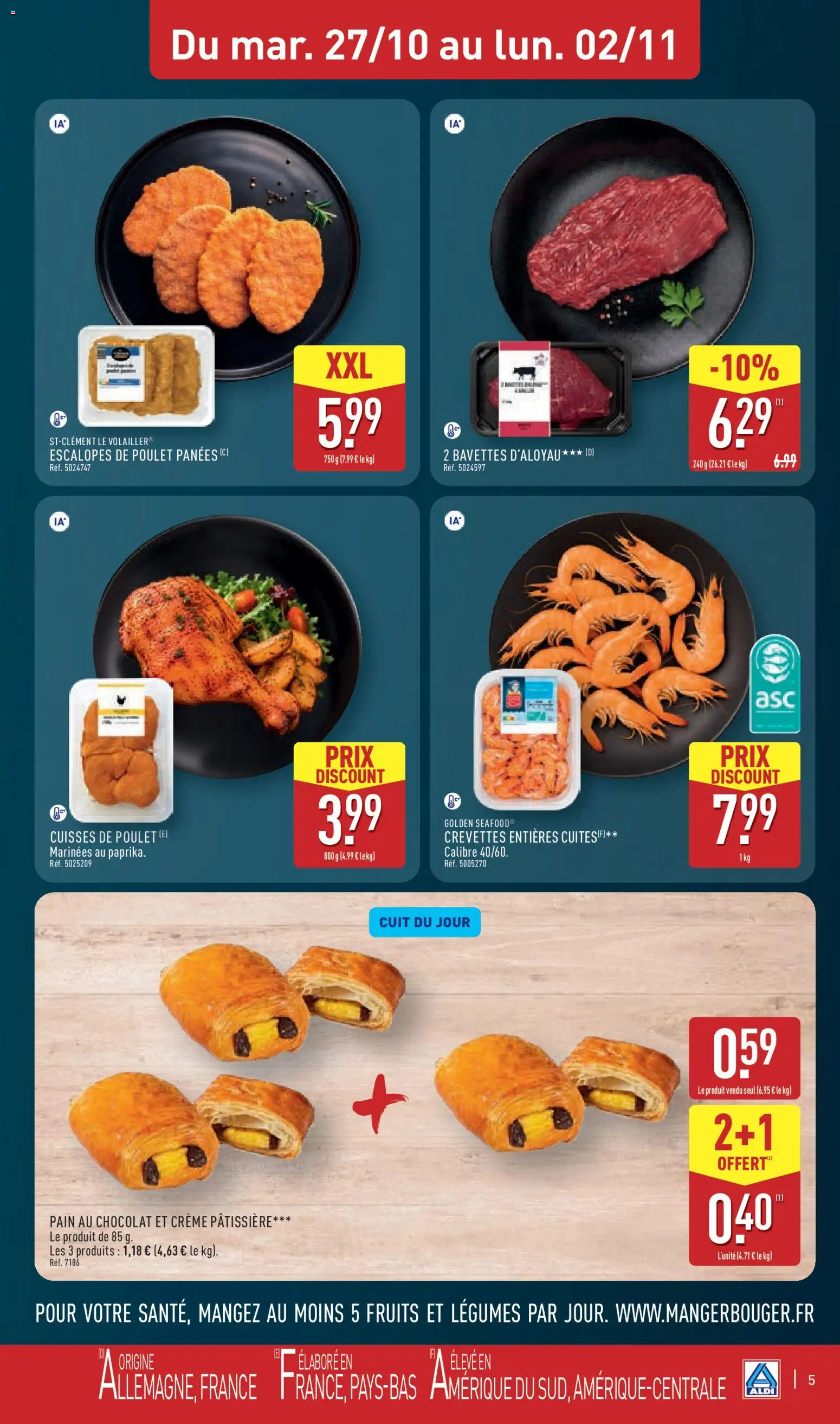{H1} | Page: 9 | Produits: Escalopes, Poulet, Chocolat, Crème