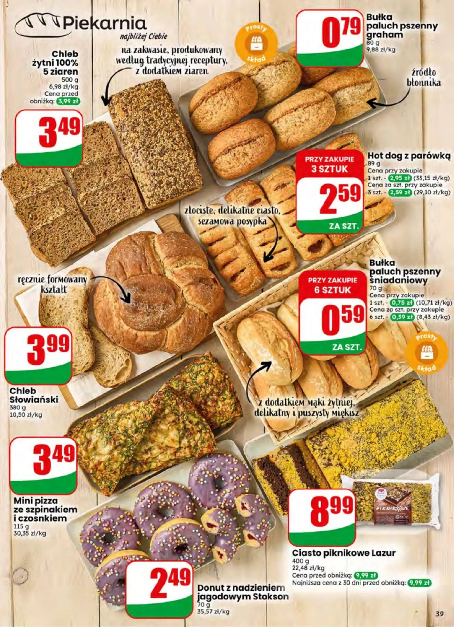 Dino gazetka od 01.07.2026 | Strona: 39 | Produkty: Ciasto, Chleb słowiański, Donut, Chleb
