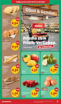 Penny Markt Eröffnung in 4822 Bad Goisern ab 10.09.2026 gültig | Seite: 2 | Produkte: Zwiebeln, Obst, Mango, Käse