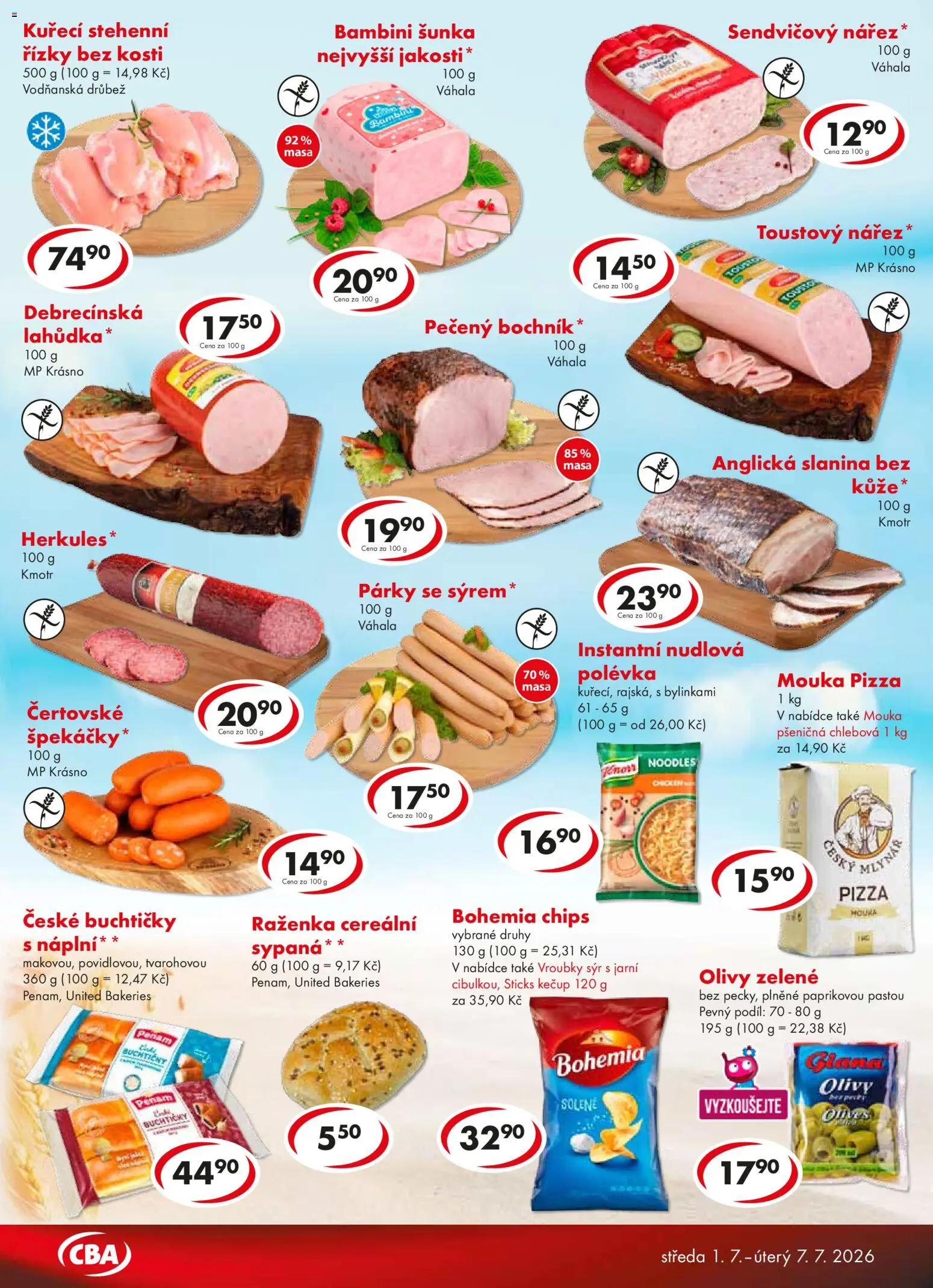 CBA leták - Premium od 01.07.2026 | Strana: 3 | Produkty: Pizza, Párky, Olivy, Bohemia chips