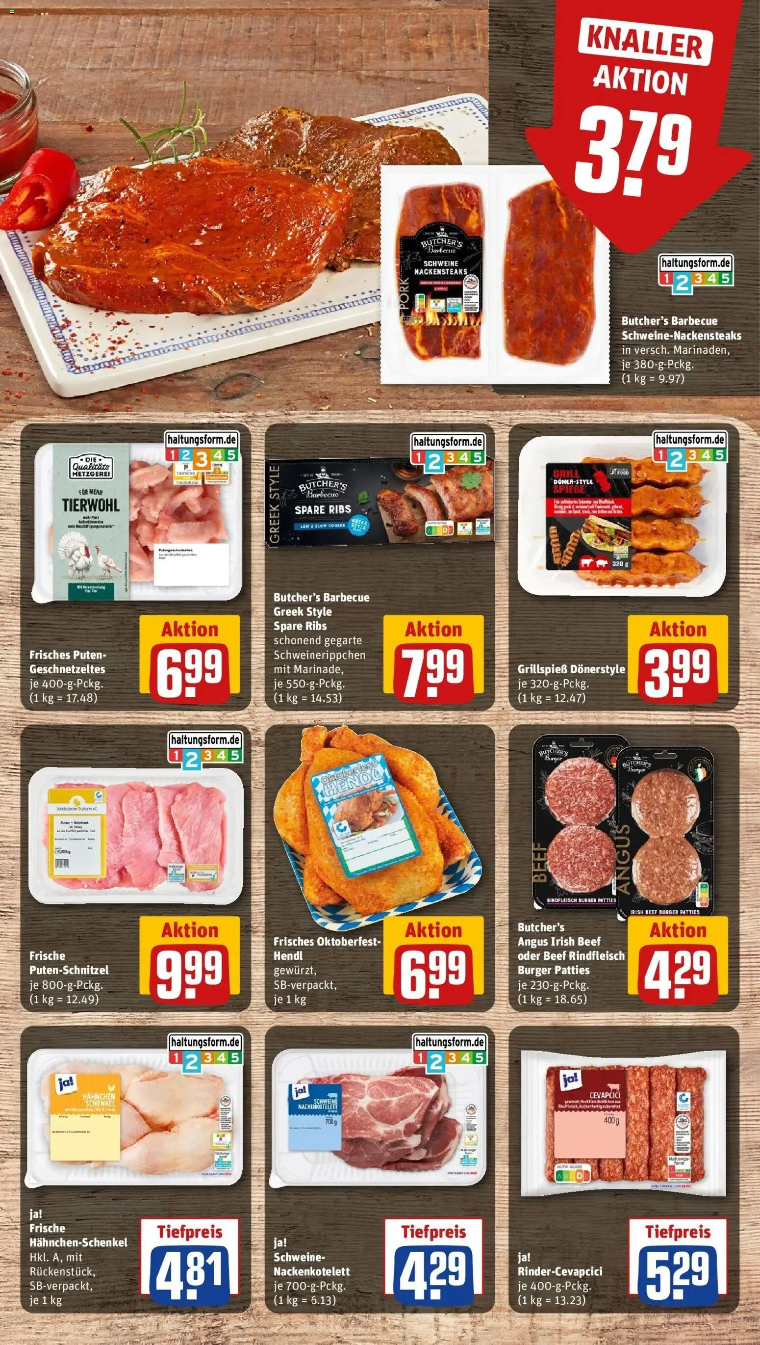 REWE Prospekt ab 21.09.2026 zum Blättern » Angebote | Seite: 15 | Produkte: Nackensteaks, Hahnchen, Spare ribs, Cevapcici