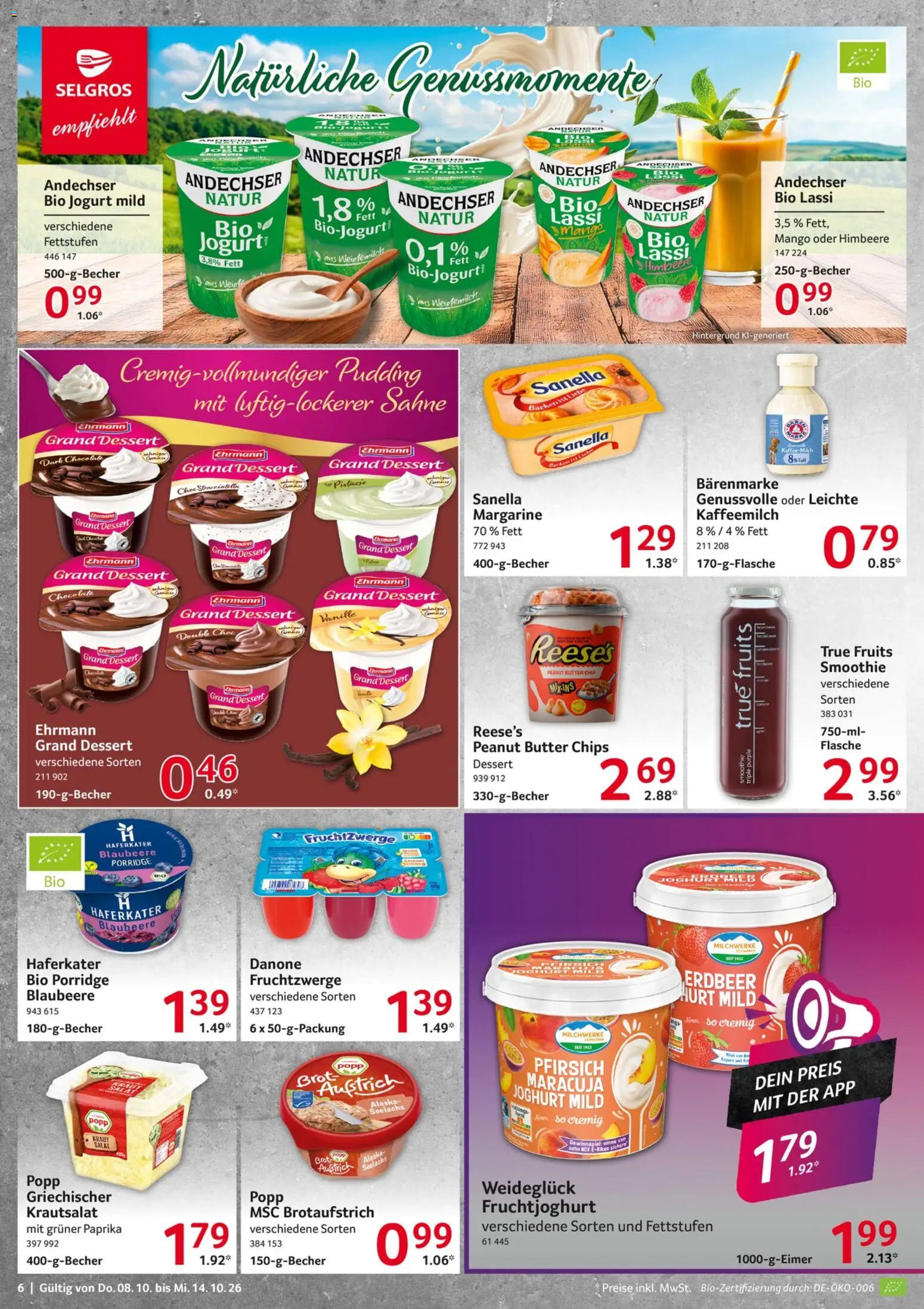 Selgros Prospekt – gültig ab 08.10.2026 | Seite: 6 | Produkte: Margarine, Ehrmann grand dessert, Pfirsich, Chips