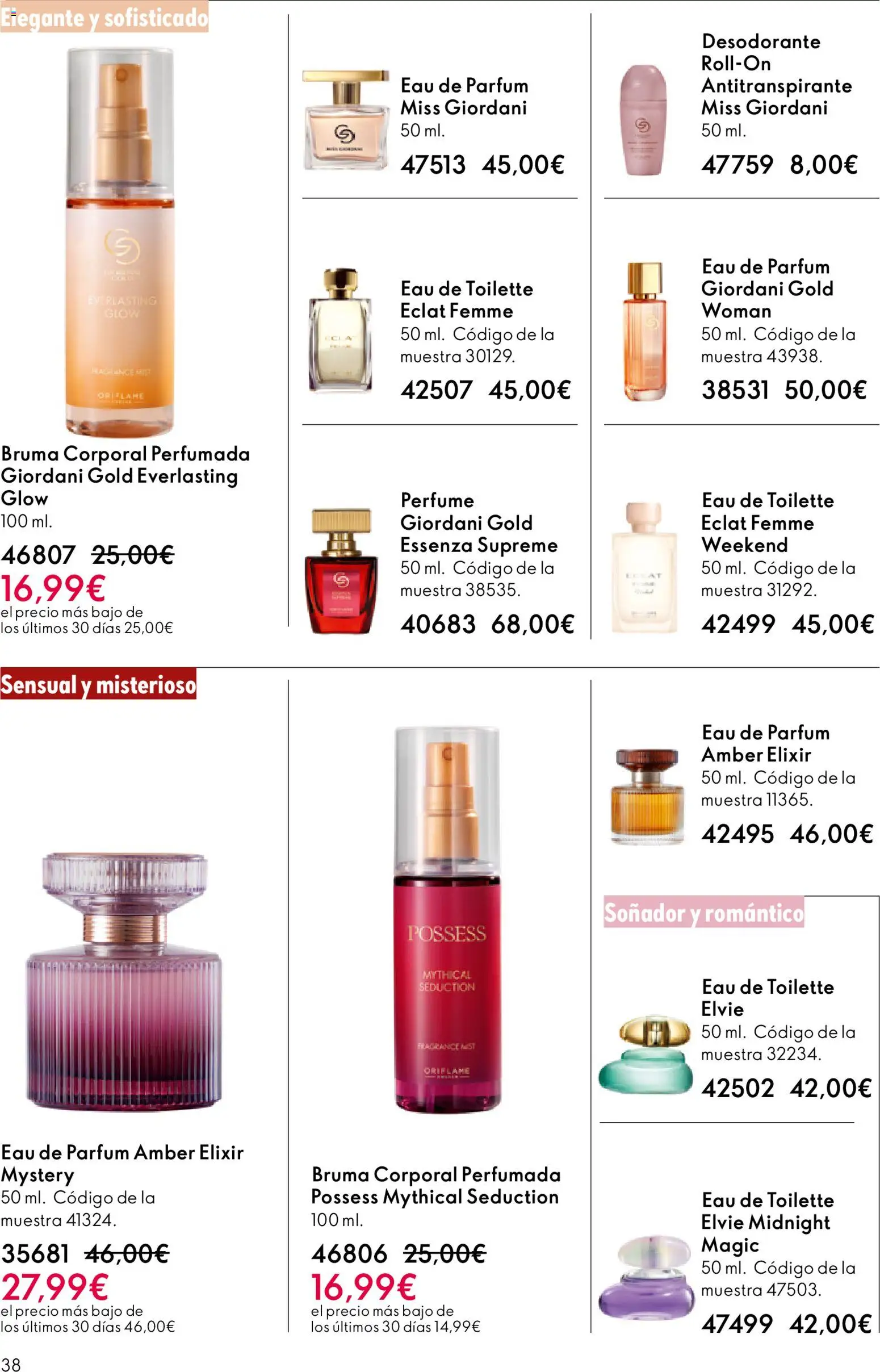 Oriflame - Catálogo Campaña 8 │ válido desde el 03.06.2026 | Página: 38 | Productos: Perfume, Eau de toilette, Desodorante, Eau de parfum
