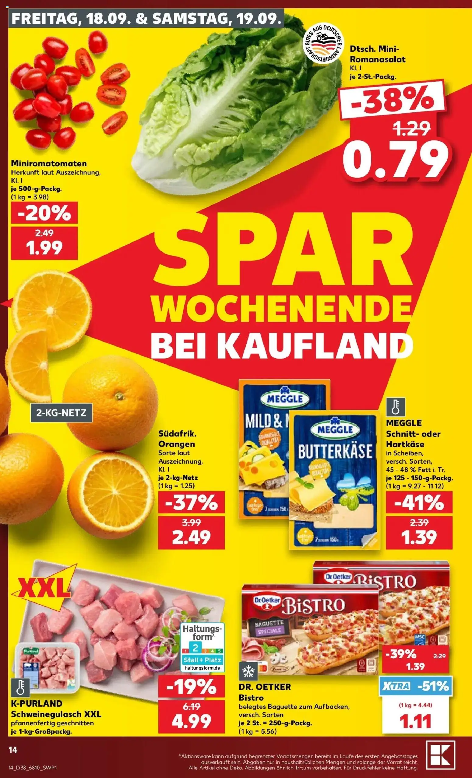 Prospekt Kaufland ab 14.09.2026 » Angebote Online zum Blättern | Seite: 26 | Produkte: Schweinegulasch, Baguette, Orangen